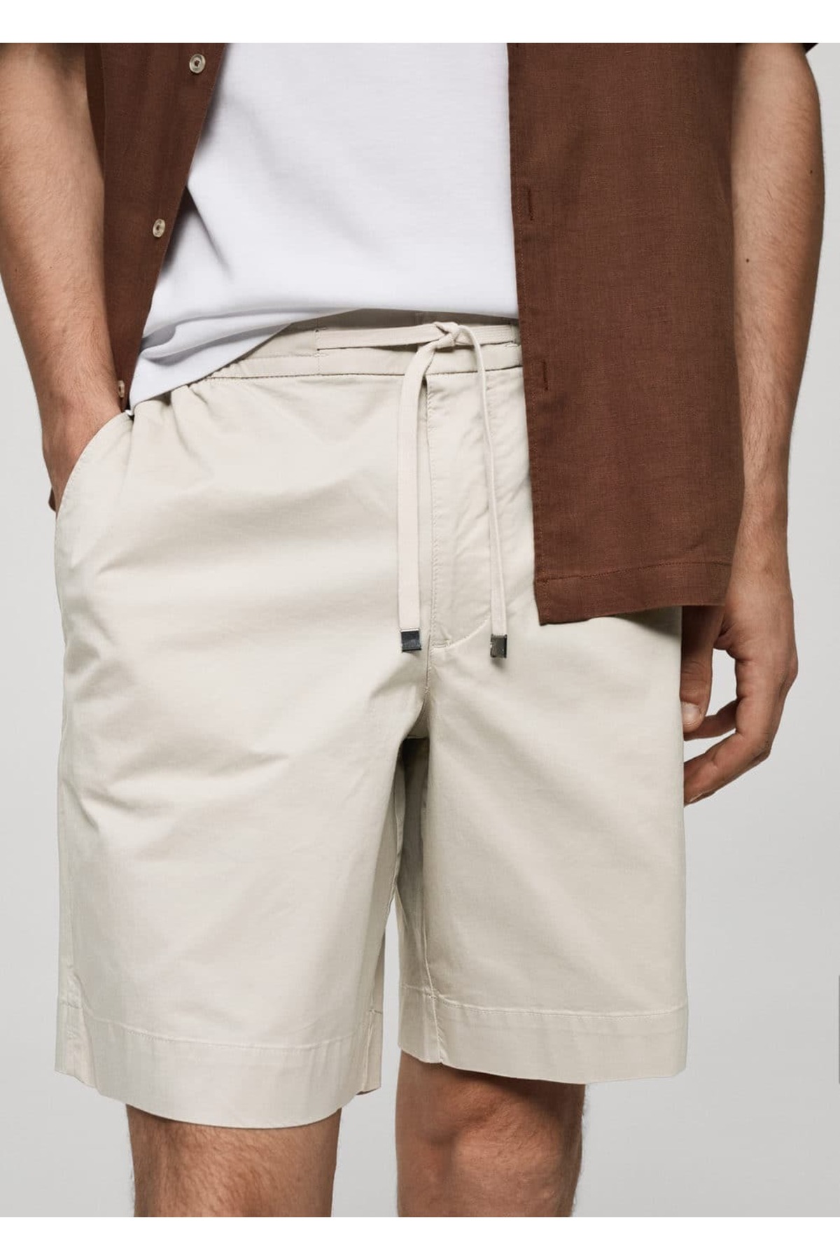 شلوار مردانه بژ منگوMANGO Man | 67046725 اورجینال - تصویر 5