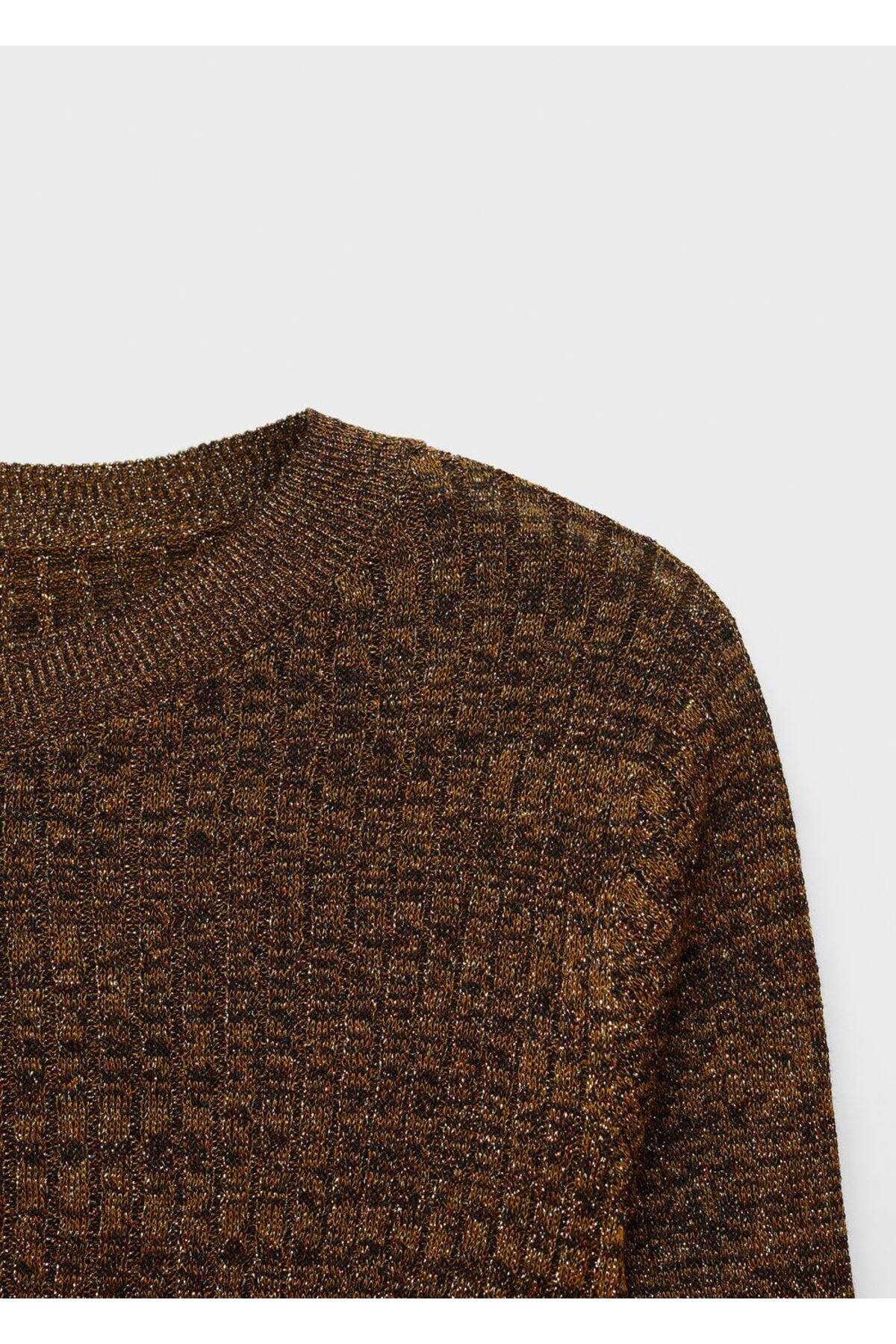 بافت و پلیور زنانه قهوه ای منگوMANGO | 67010483 اورجینال - تصویر 6