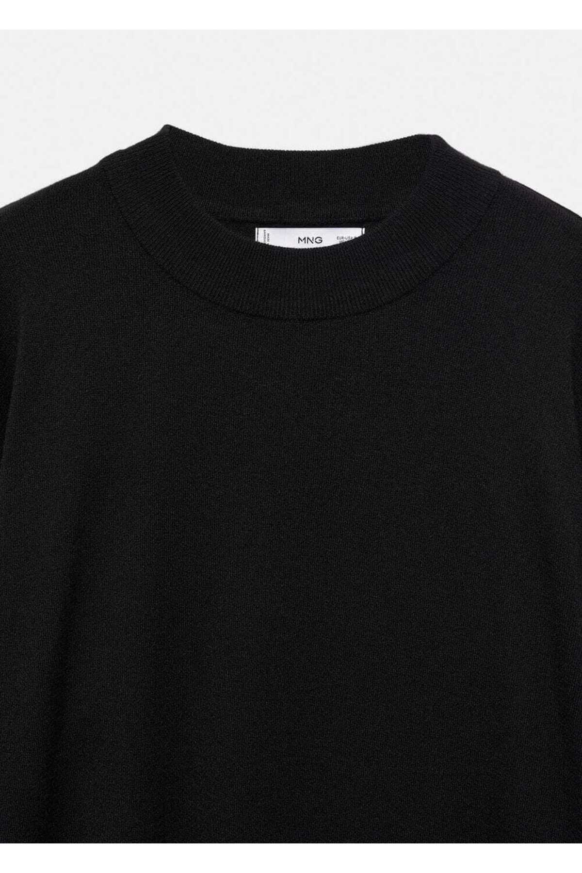 بافت و پلیور زنانه مشکی منگوMANGO | 67010477 اورجینال - تصویر 7