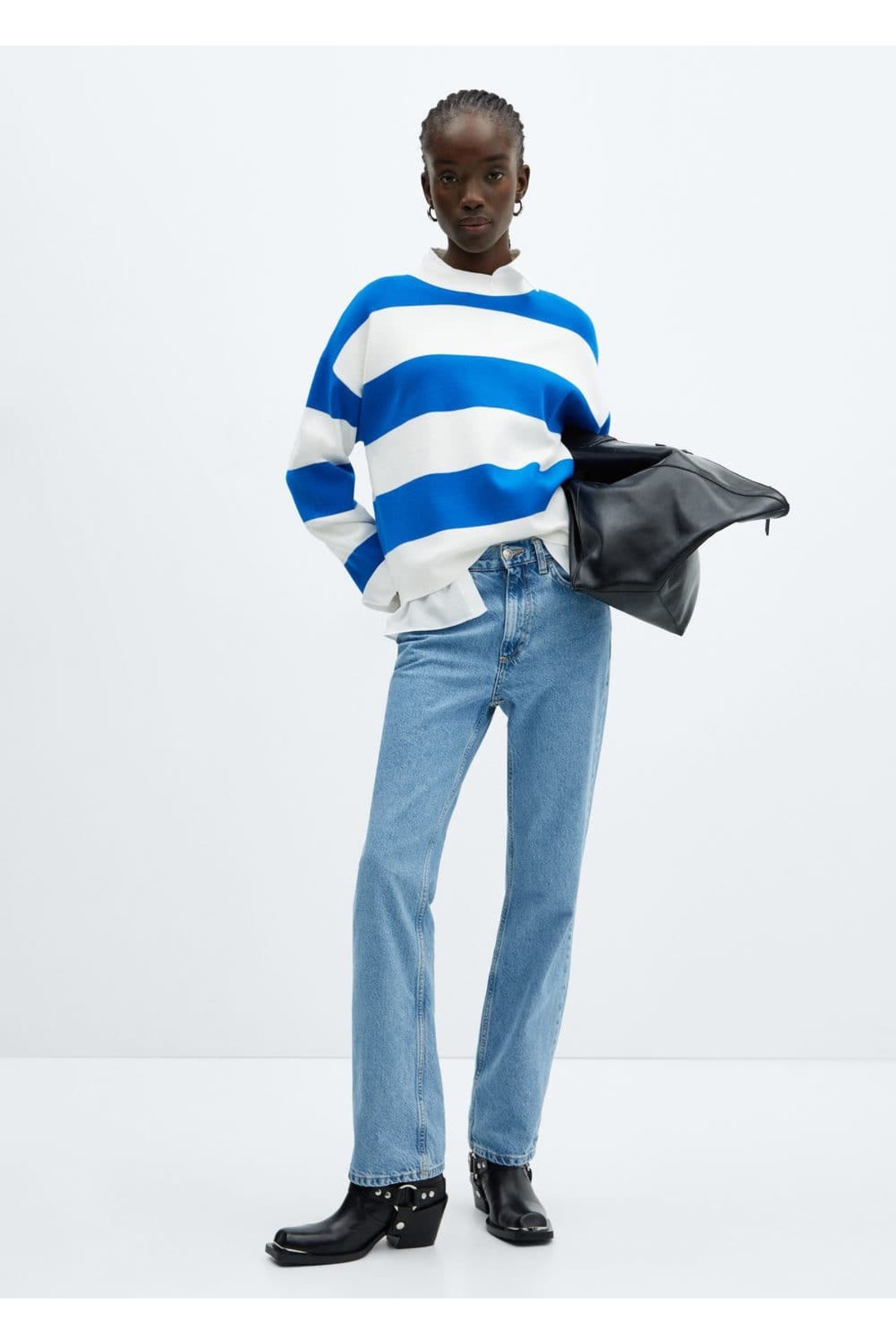 بافت و پلیور زنانه آبی منگوMANGO | 67003276 اورجینال - تصویر 2