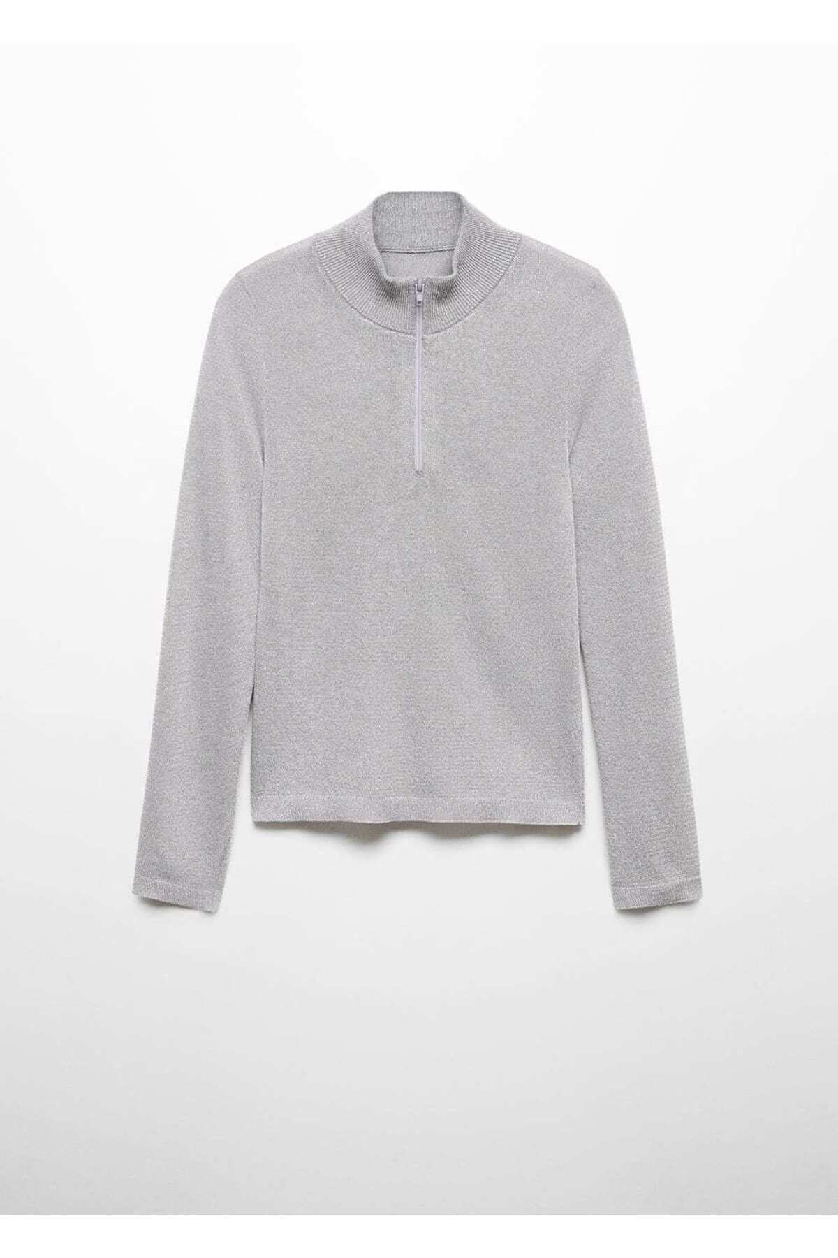 بافت و پلیور زنانه نقره اي منگوMANGO | 67034067 اورجینال - تصویر 3