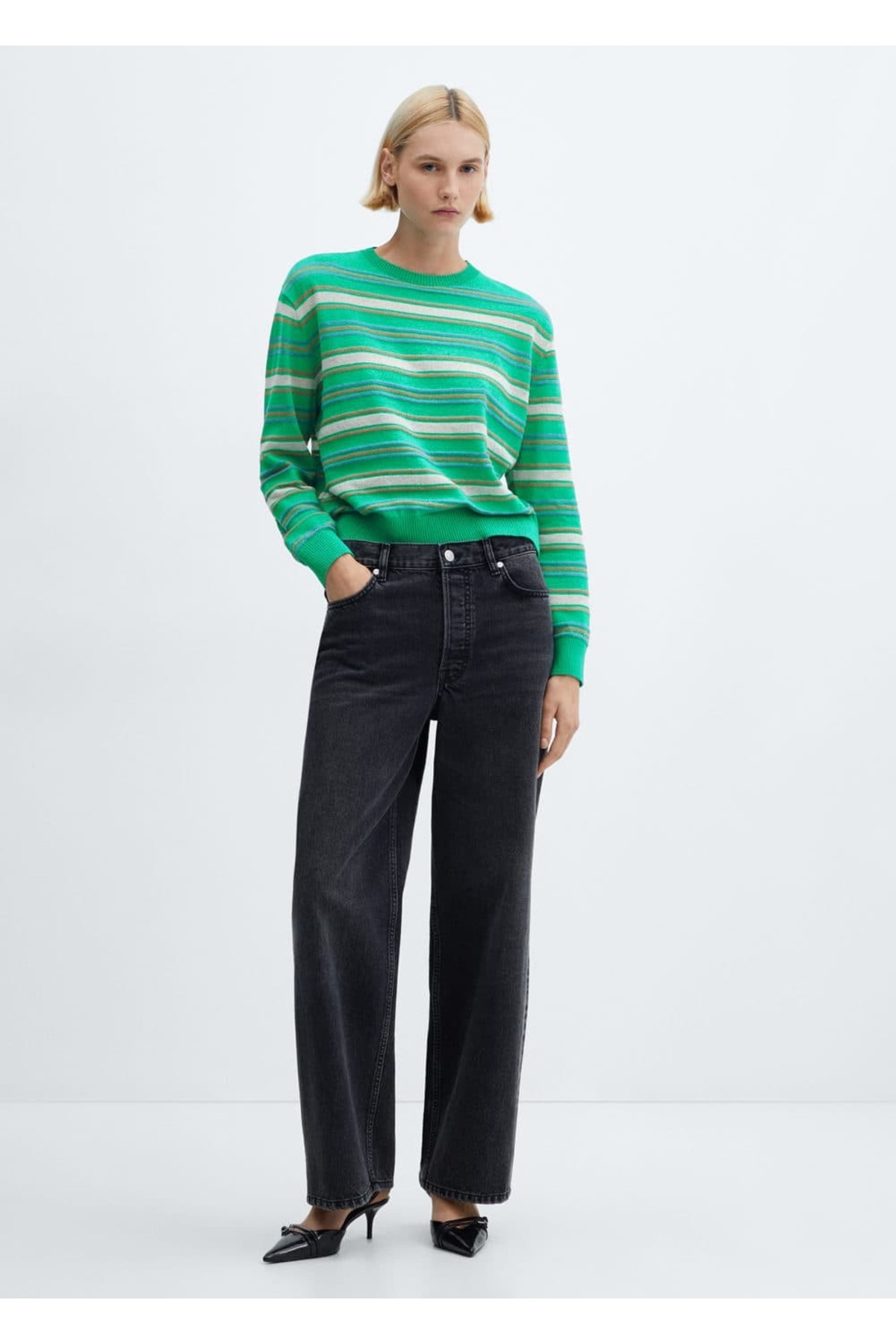 بافت و پلیور زنانه سبز منگوMANGO | 67005760 اورجینال - تصویر 2