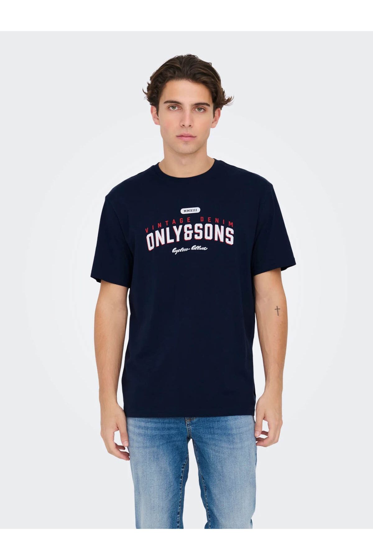 تی شرت آبی مردانه NAVY LIFE REG TEE NOOS Only Sons Only & Sons