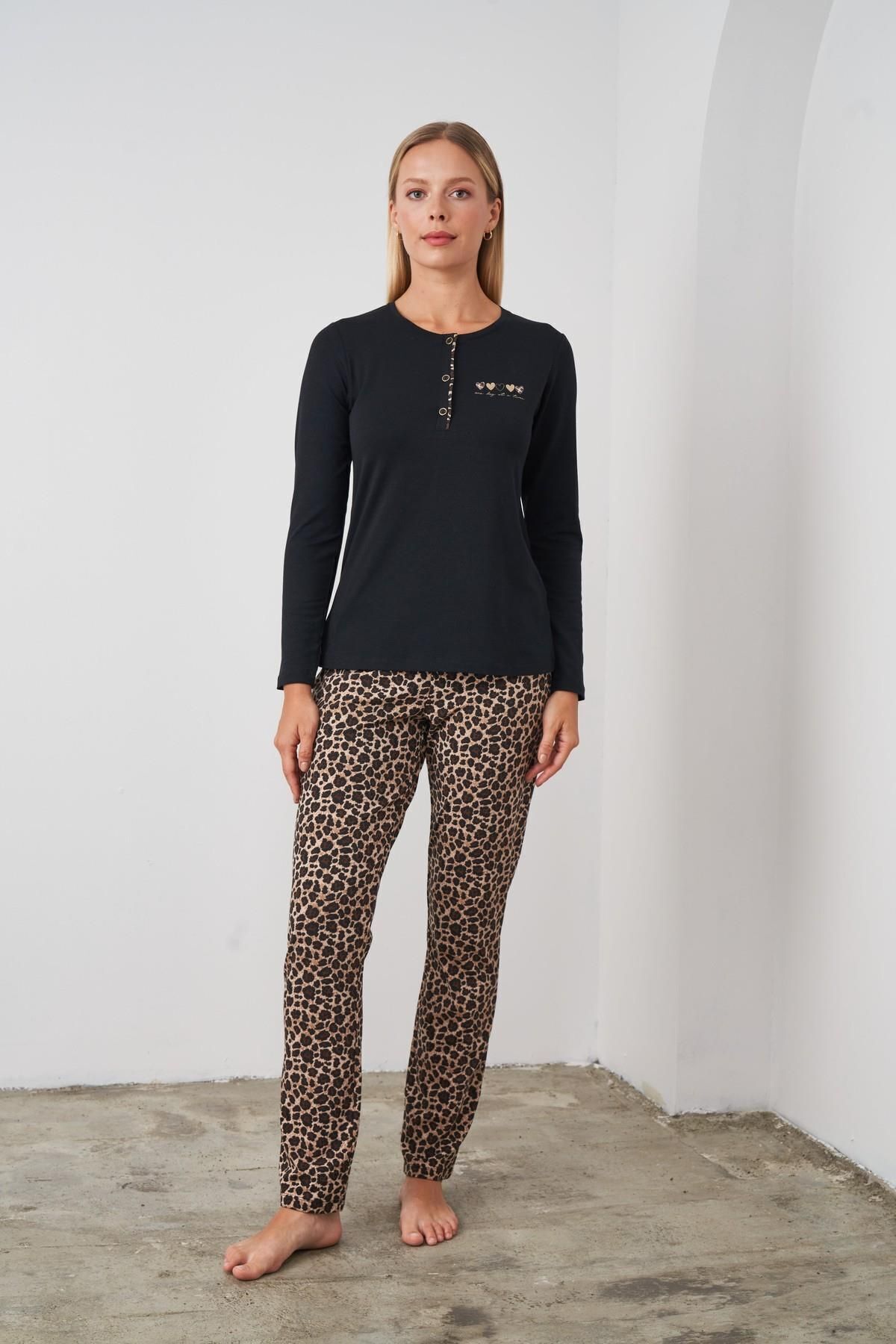 PJS-24512 Set de pijamale cu model leopard pentru femei 1