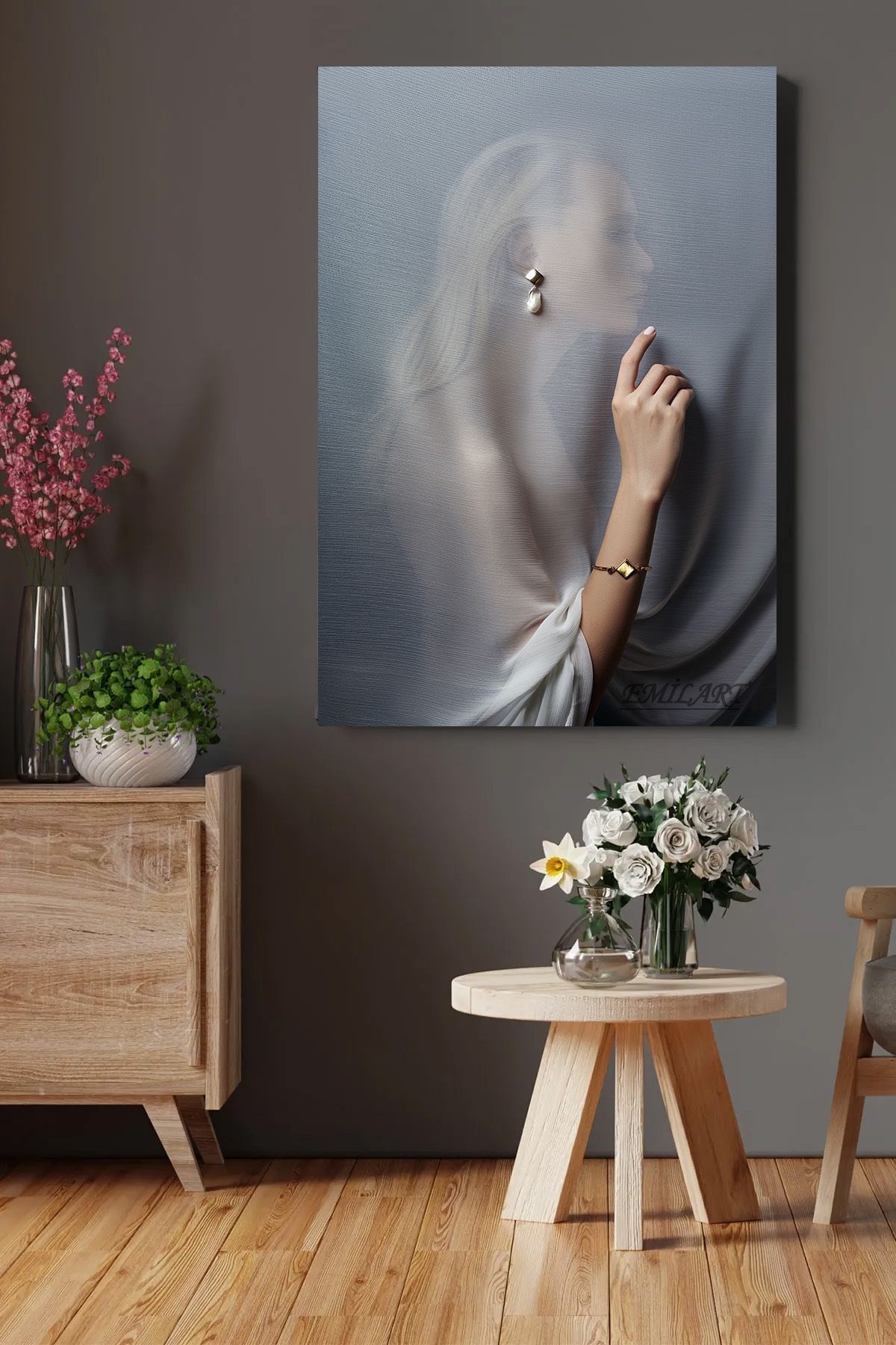 3D Behind the Scenes Attached Women's CUSTOM Design HD Quality Canvas Painting