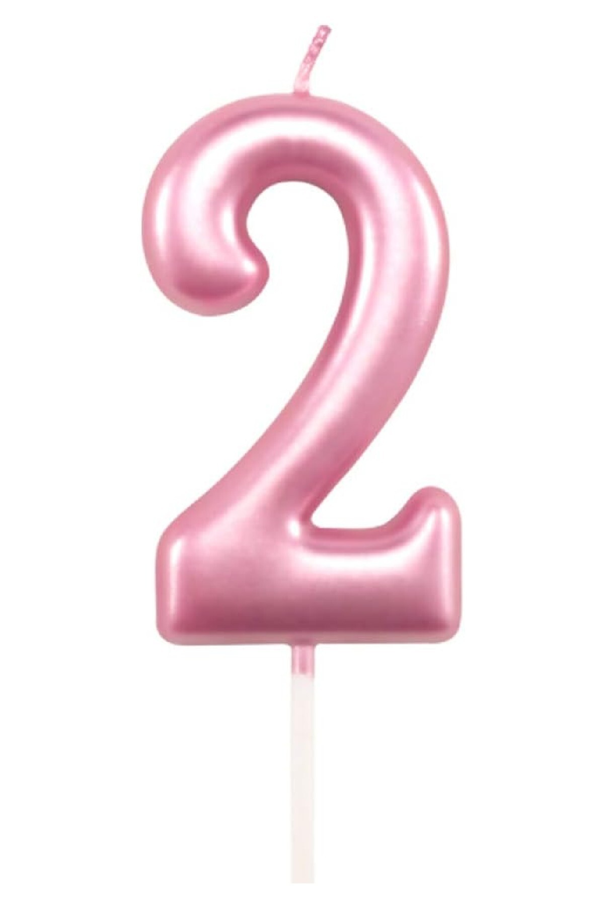 Bkmc 2 YAŞ PARLAK PEMBE ŞIK MUM 12 CM