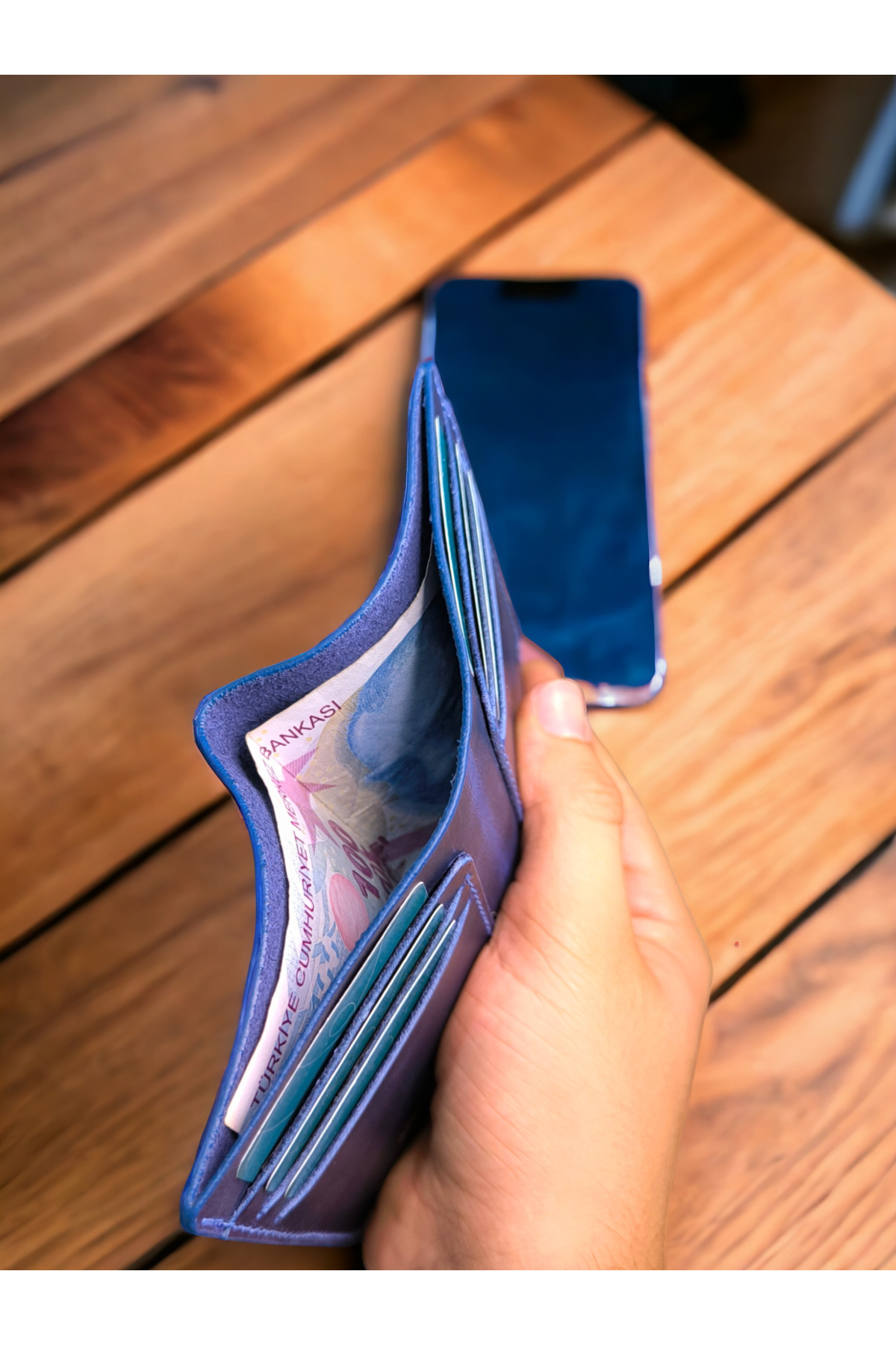 کیف پول مردانه آبی CRASSULA PREMIUM LEATHER | 55 اورجینال - تصویر 4