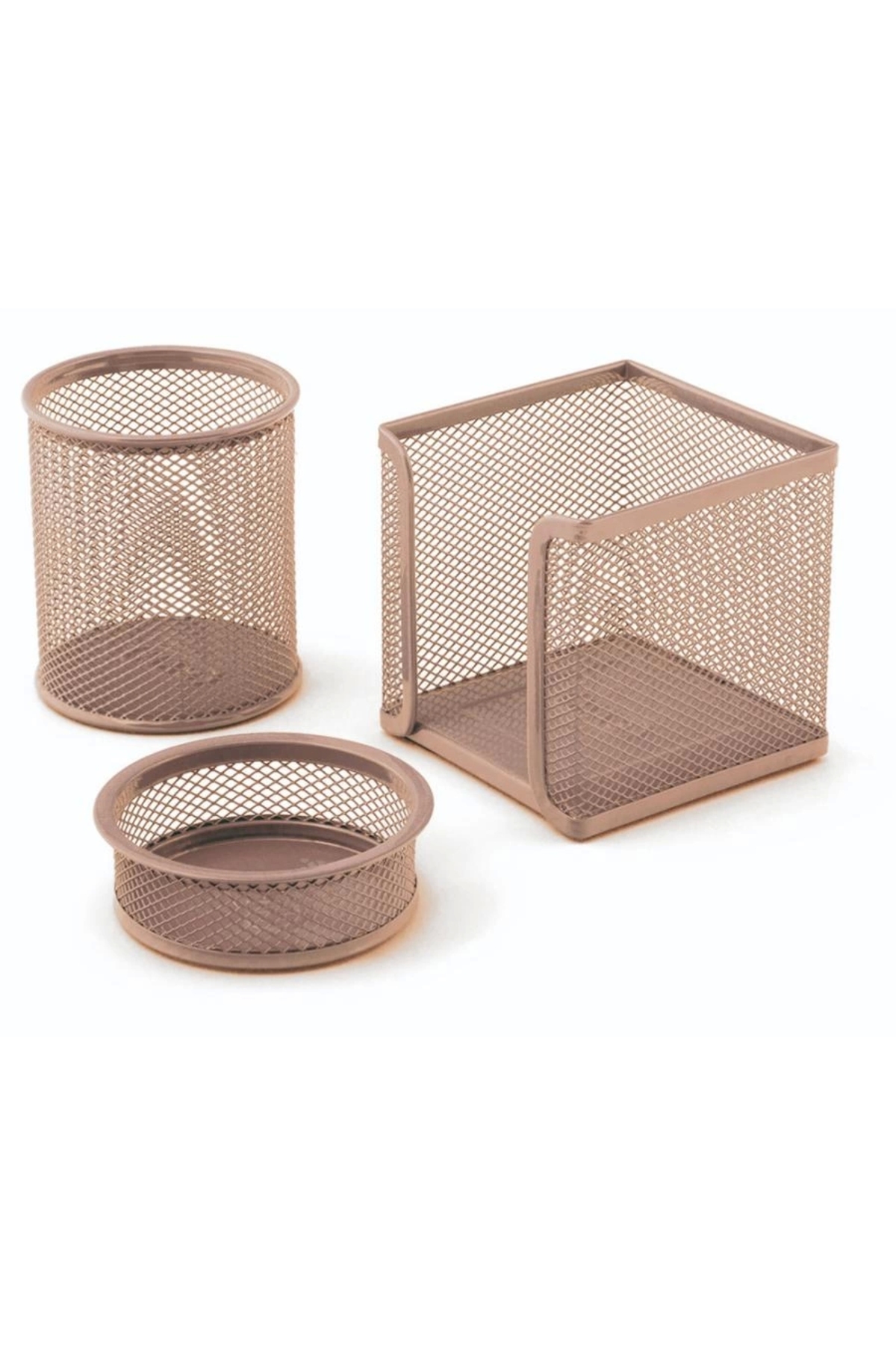 Mas A Seti Ataşlık-kağıtlık-kalemlik 3 Lü Metal Perforeli Rose Gold 505