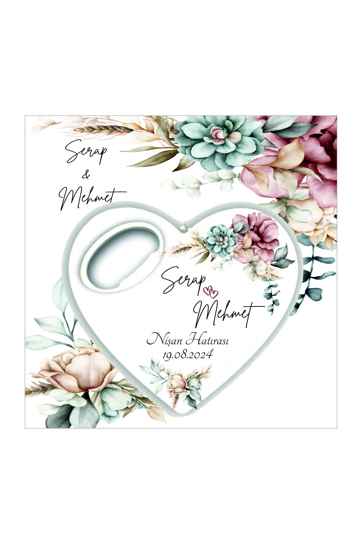 Ege ajans 10 adet ( kartlı ve jelatinli) kalpli nişan, söz, düğün hediyelik açacak