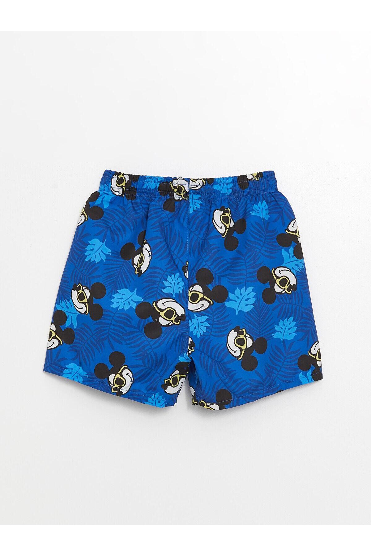 LC Waikiki LCW baby Mavi Bisiklet Yaka Kolsuz Mickey Mouse Baskılı Erkek Bebek Atlet ve Deniz Şortu 2'li Takım fotoğrafı 5 (önizleme)