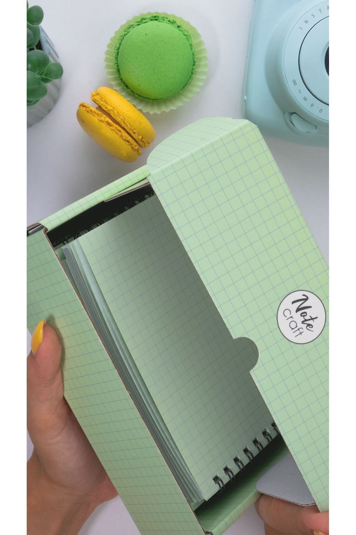 Dream Notes-Green 8-Piece Checked Colored Notebook Set - 9X15 Cm, 50 Sheets Spiral School Notebook 4