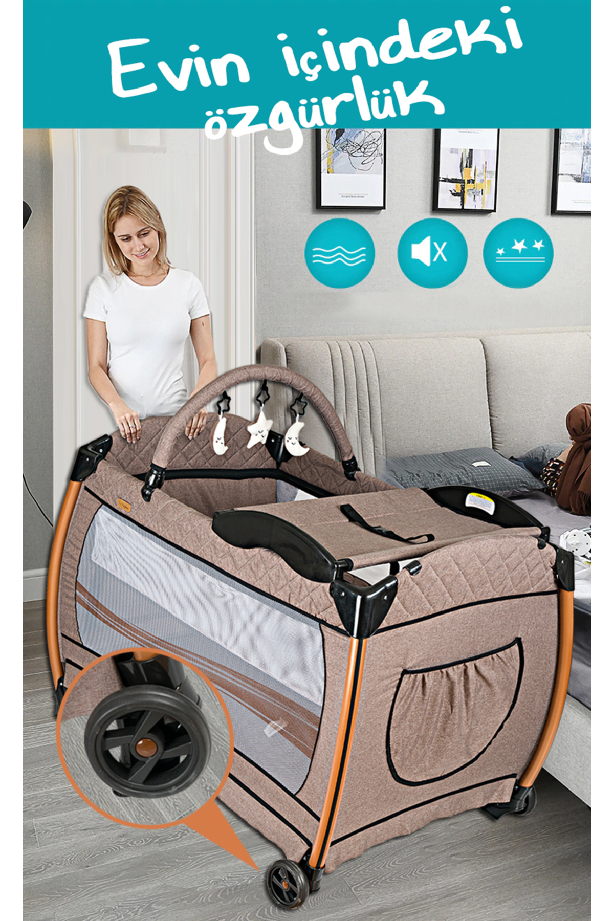 Baby Home 945 Travel Yeni Doğan 8'in1 Sistem Bebek Arabası Set Ve 600 Oyun Parkı Beşik Park Yatak fotoğrafı 7 (önizleme)