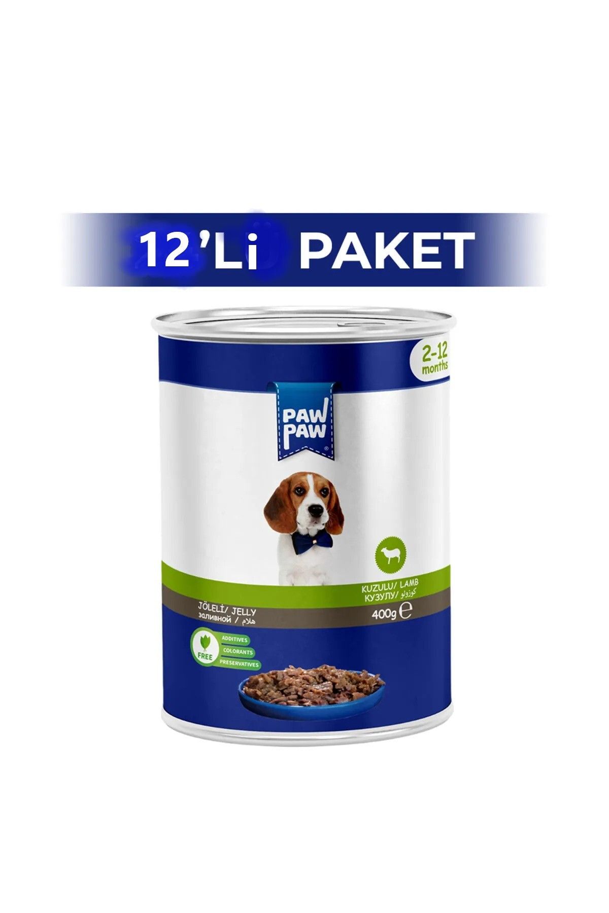Pawpaw Jelly Kuzulu Yavru Köpek Konserve Maması 400 gr 12 Adet