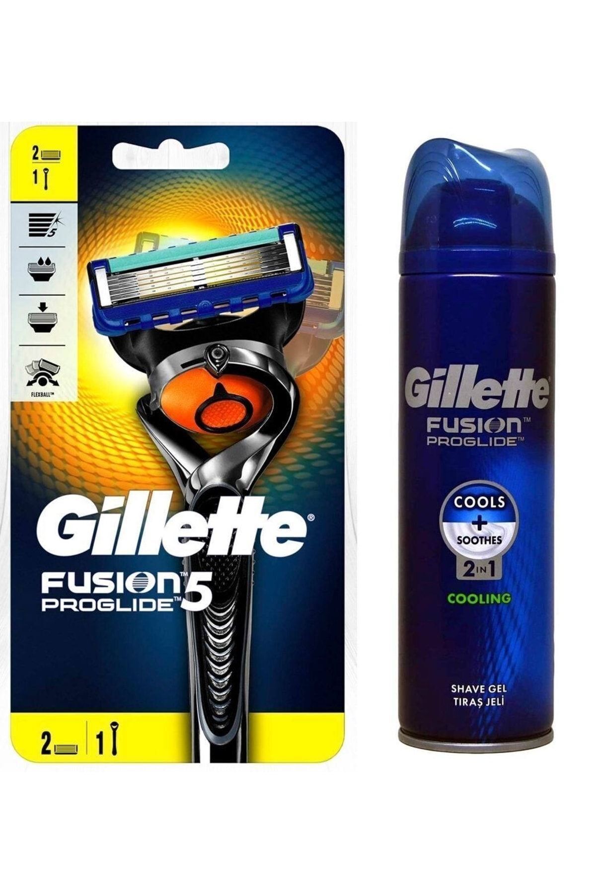 Gillette Fusion Proglide Flexball Tıraş Makinesi (2 Yedekli) + Proglide Tıraş Jeli 200 Ml