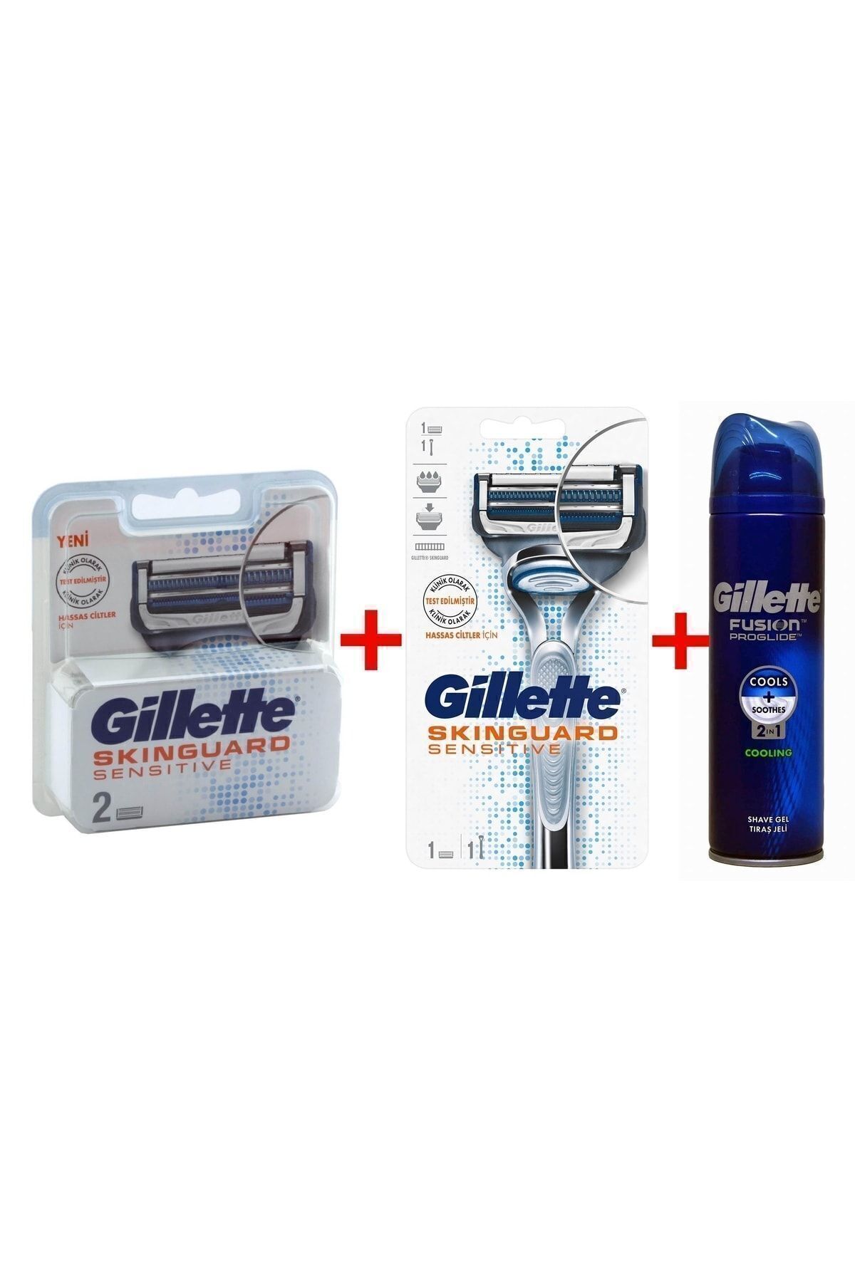 Gillette Skinguard Sensitive 2'li Tıraş Makinesi 1 Yedekli Proglide Tıraş Jeli 200 ml