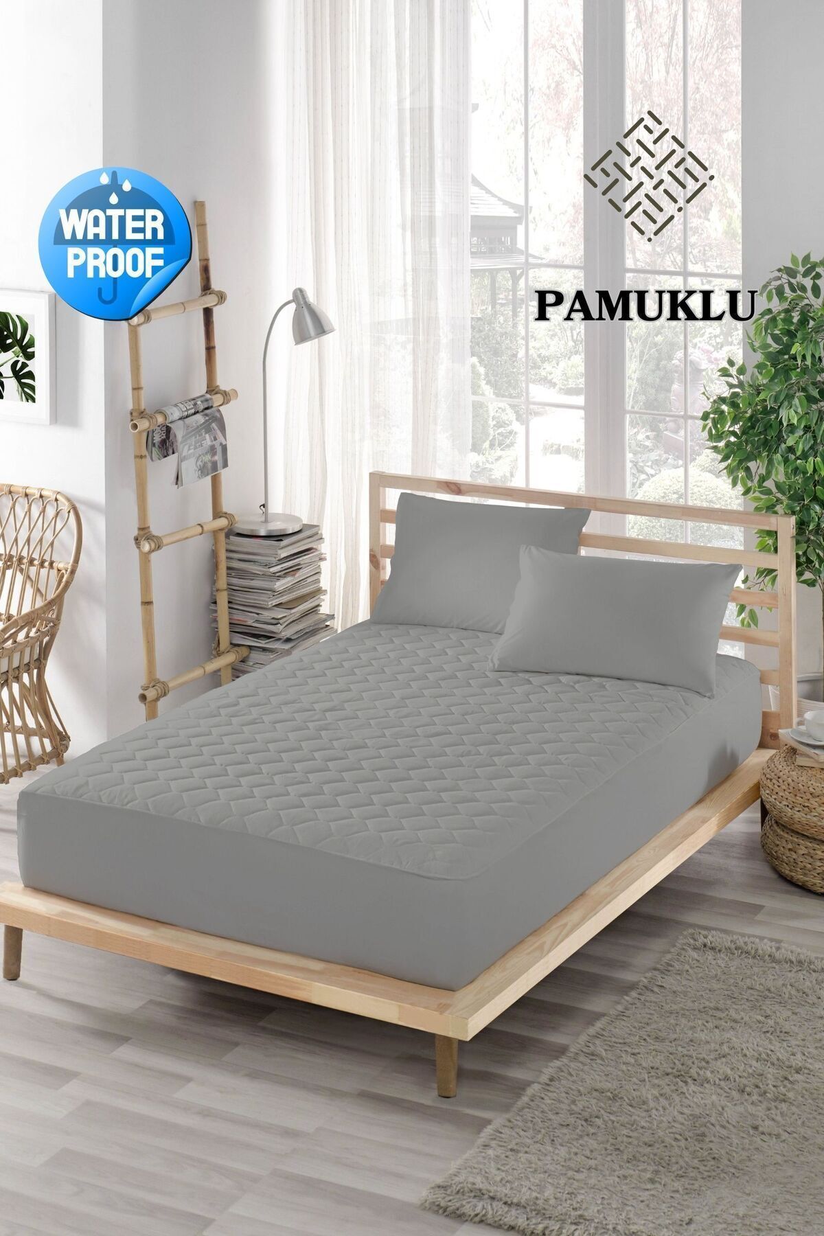 ÇARŞAF DÜNYASI Husă De Saltea Colorată, Din Bumbac, Matlasată, Matlasată, Gri, Dublă, Pentru Un Singur Pat De Apă Pentru Copii - 60 x 120
