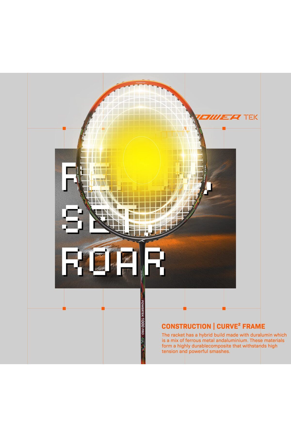 Hundred-Powertek 1000 PRO Graphite Strung Badminton Racket with Full Racket Cover 4