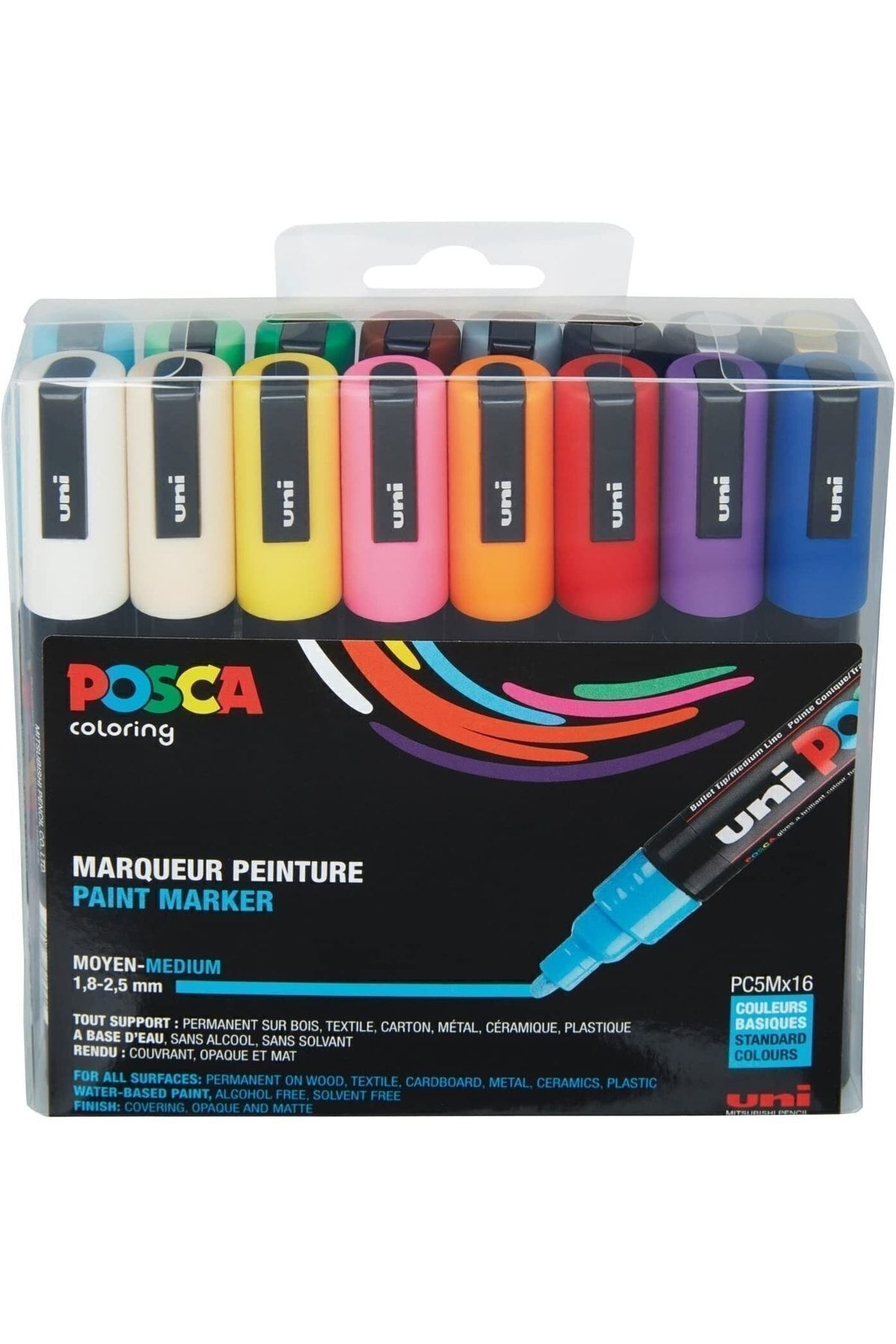 Uni Posca Marker Pc-5m (1.8-2.5mm) 16'lı Set 2