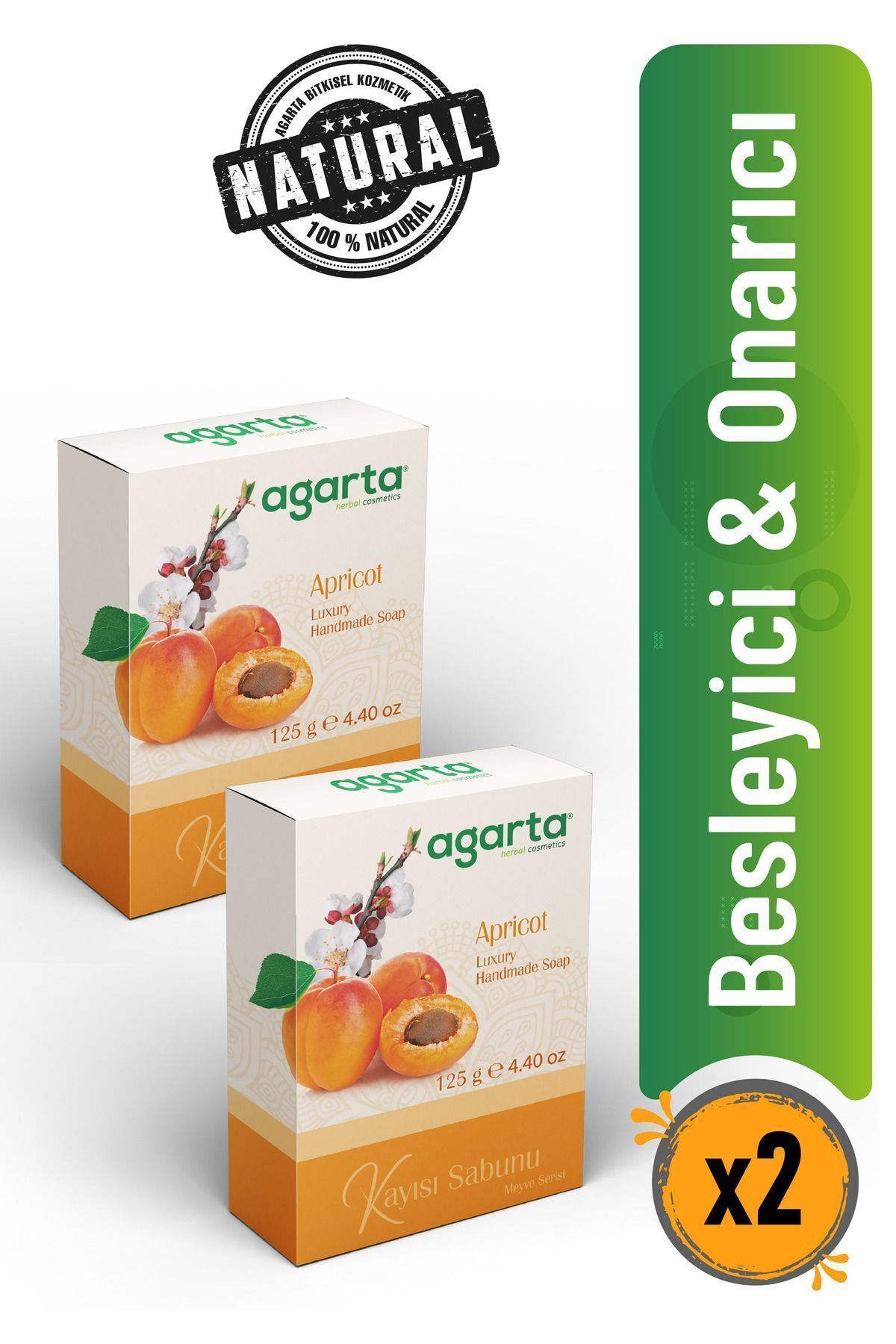 صابون طبیعی مرطوب کننده زردآلو 125 گرم Agarta