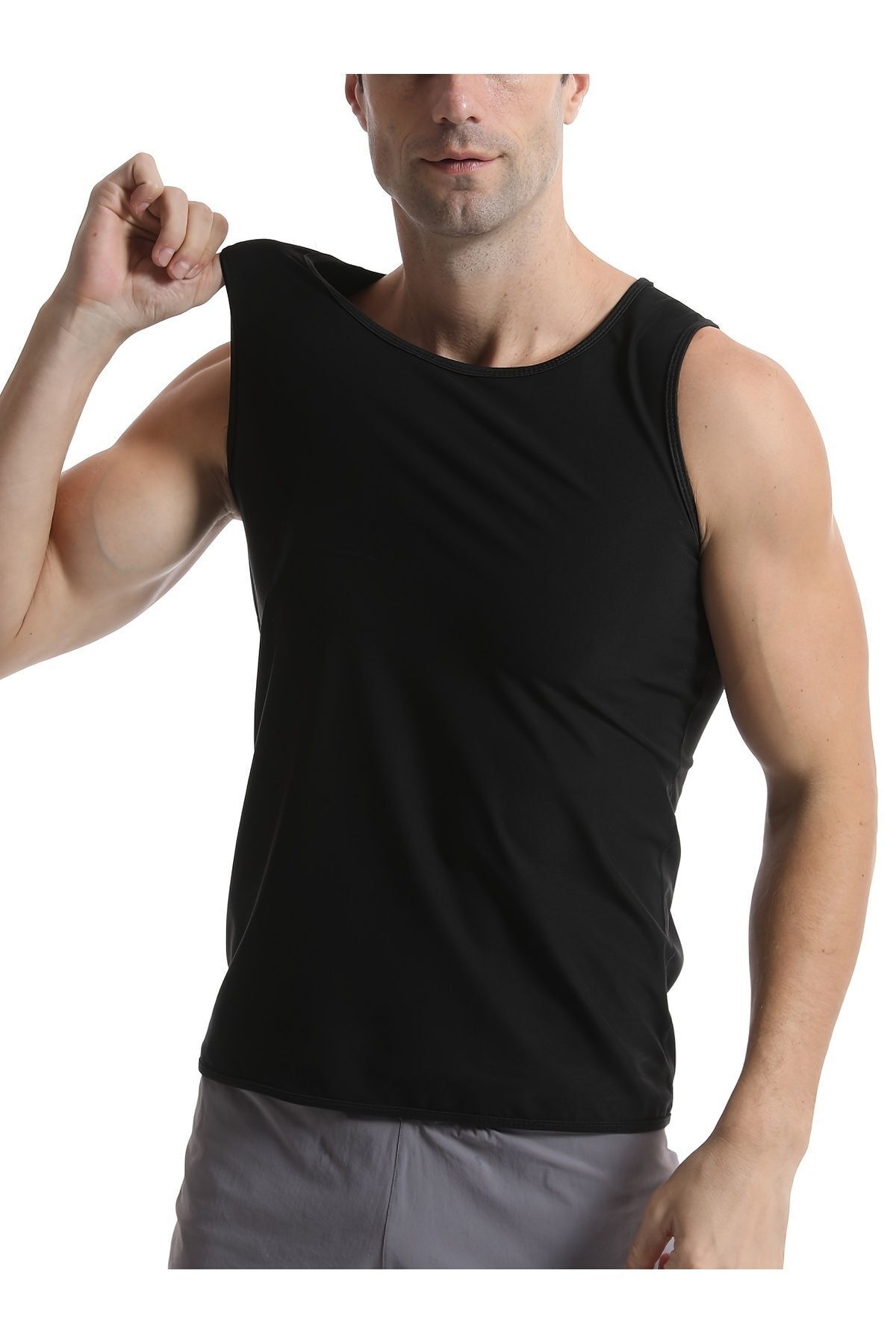 MİSTİRİK-Men's Sauna Tank Top Koresi Black Effective Slimming and Fat Burning Helper 5