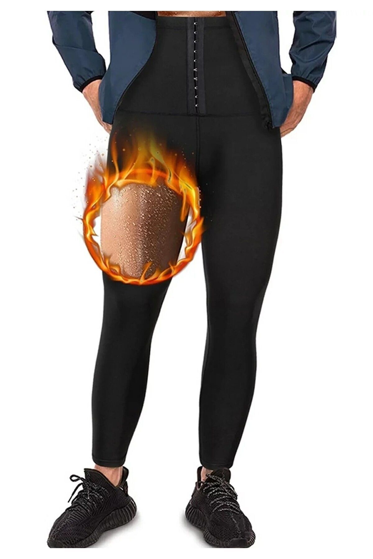 MİSTİRİK Sauna-legging Model Slimming Thermal Două Mărimi Slimming Body Shaper Sauna Agrafed Fitness Leggings Masculin - S