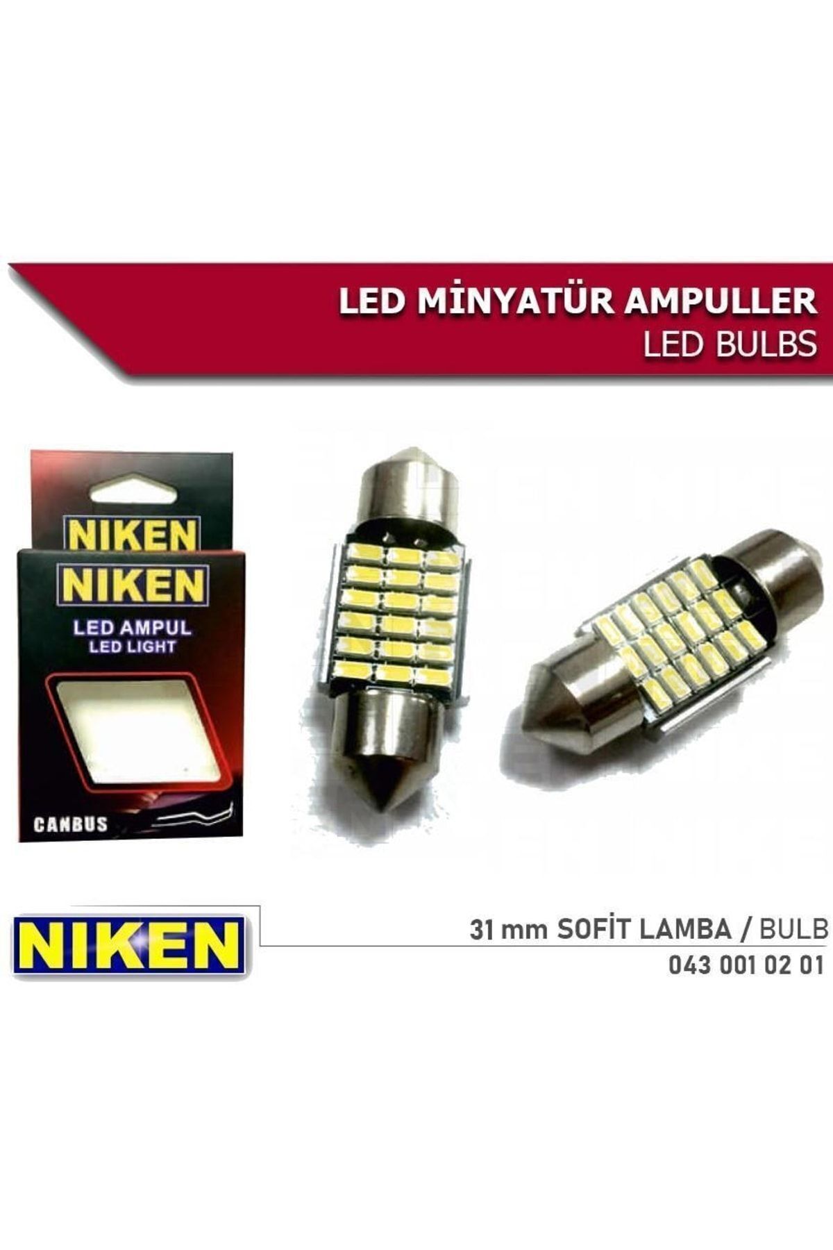 Niken Sofit Led Canbus 31mm Iç Tavan Plaka T10 2 Adet - Fiyatı