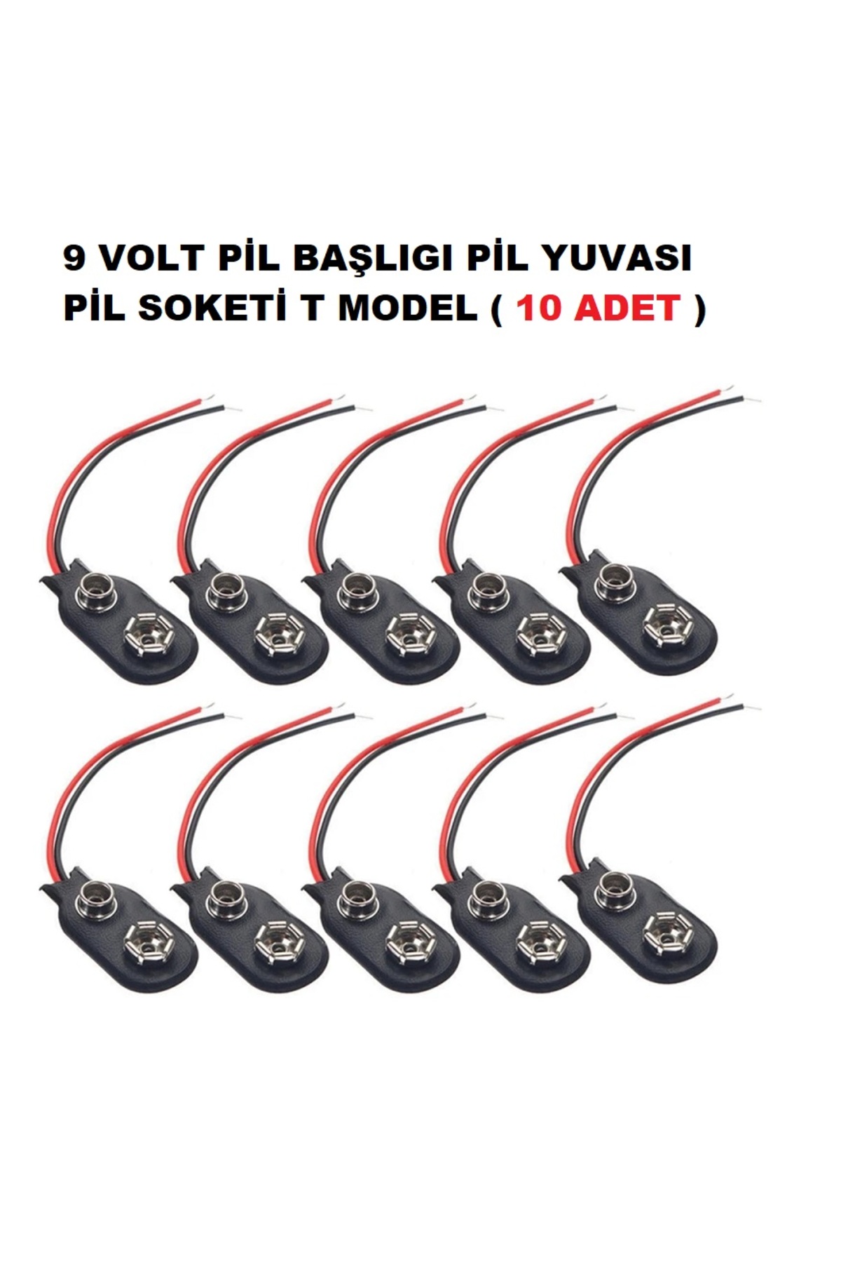 Kablo Konnektörleri Arduino İçin  9v Pil Başlığı Kablolu 9 Volt Pil Soketi 9v Pil Yuvası ( 10 Adet )