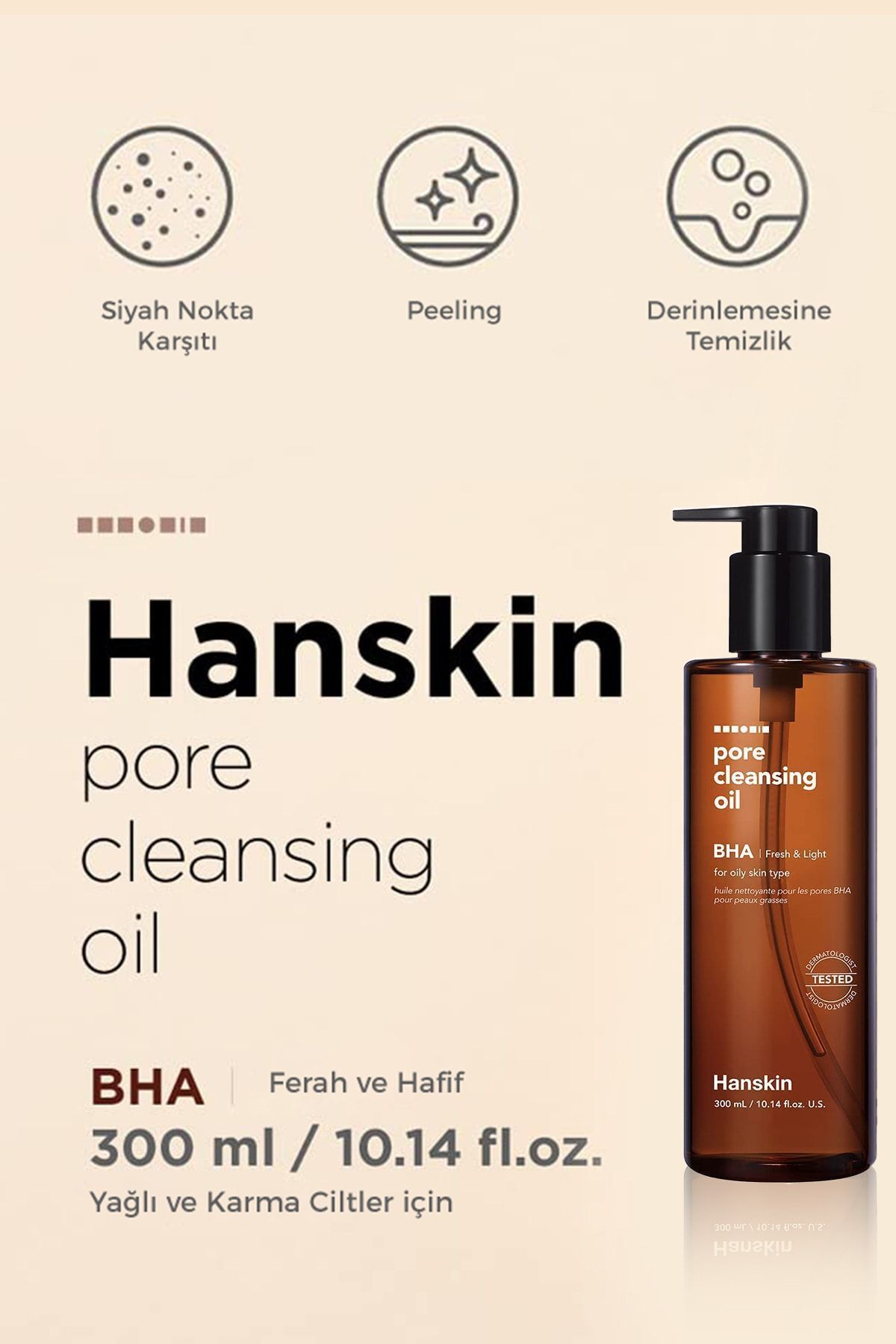 Hanskin Pore Cleansing Oil Bha Pore Make up Cleansing Oil for Combination and Oily Skin 300ml