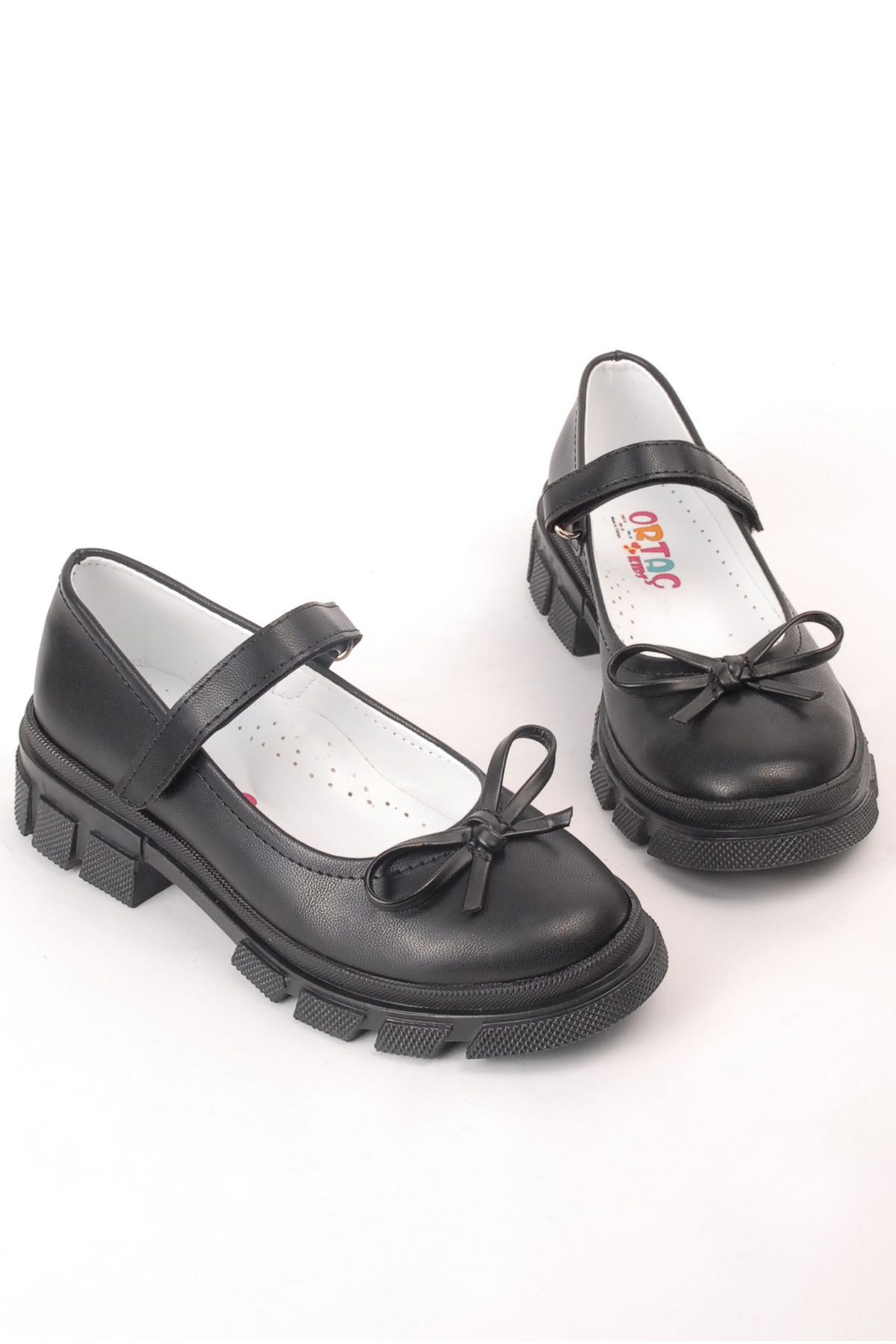Girl Black Skin Casual Flats And School Shoes
