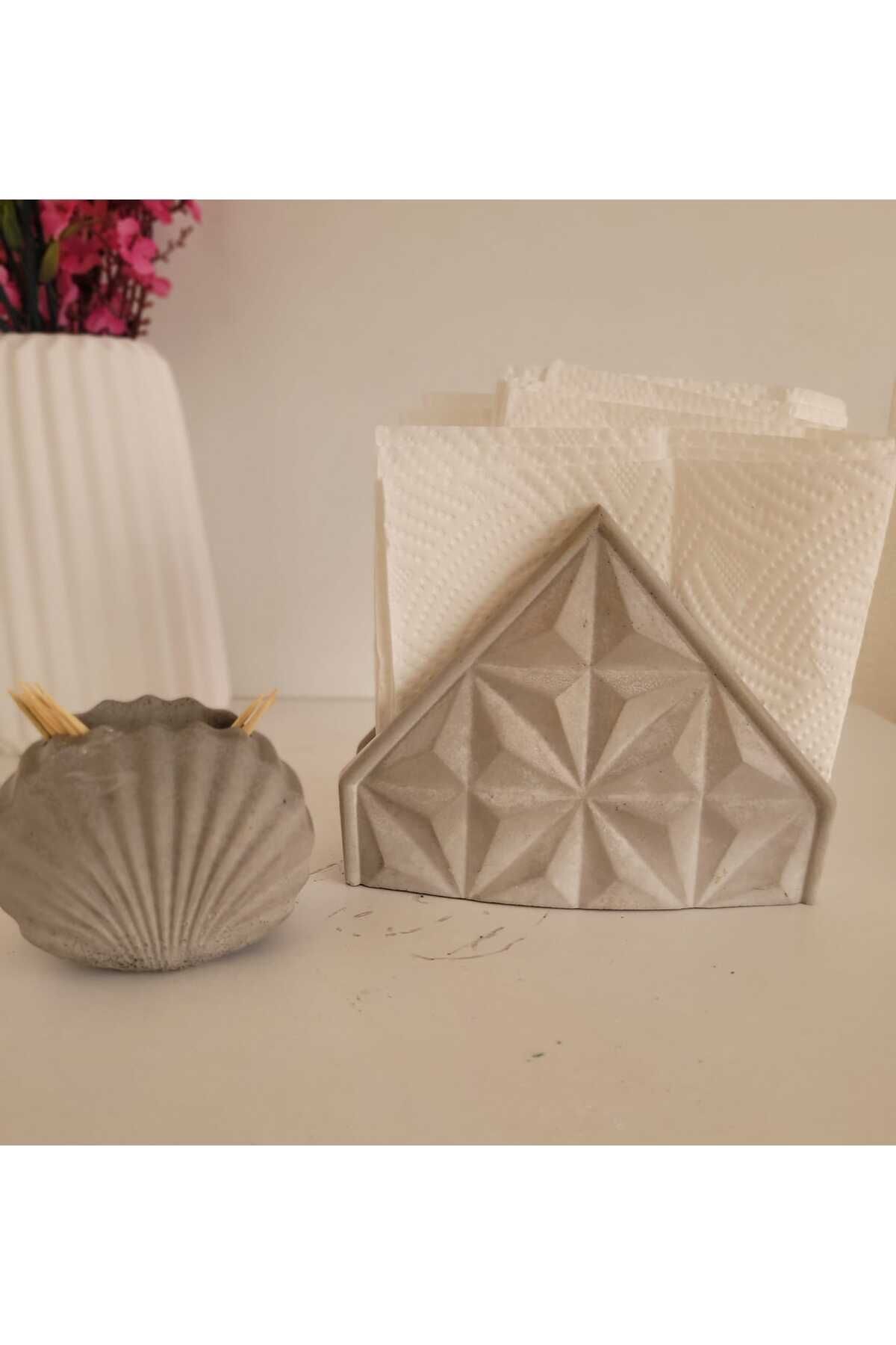 Beton Peçetelik ve Kürdanlık Set