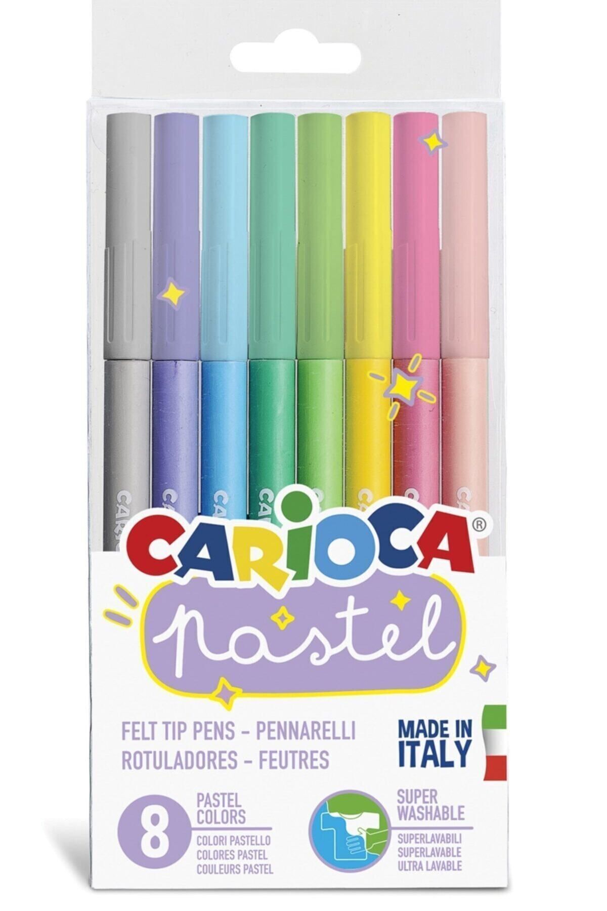 CARIOCA Pastel Süper Yıkanabilir Keçeli Boya Kalemi 8'li Kuru Boya Kalemi