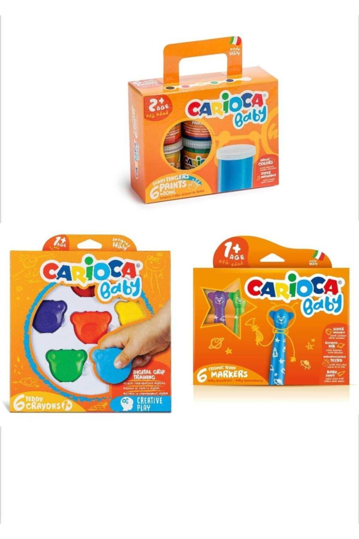 وسایل رنگ آمیزی چند پسرانه و دخترانه بچگانه 3 شمع به شکل ، انگشت مداد نمدی 6 Carioca