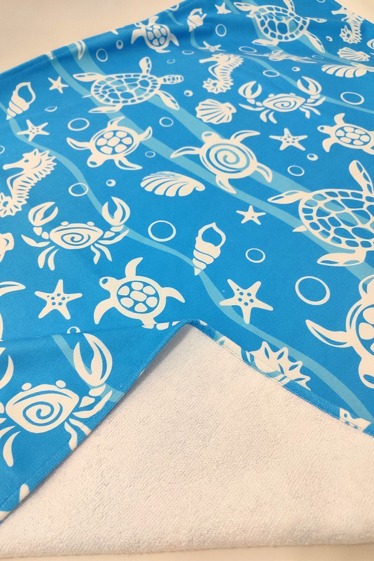 VEVİEN HOME-Underwater Pattern Digital Printed 75x150 Cm Beach Towel BLUE 2