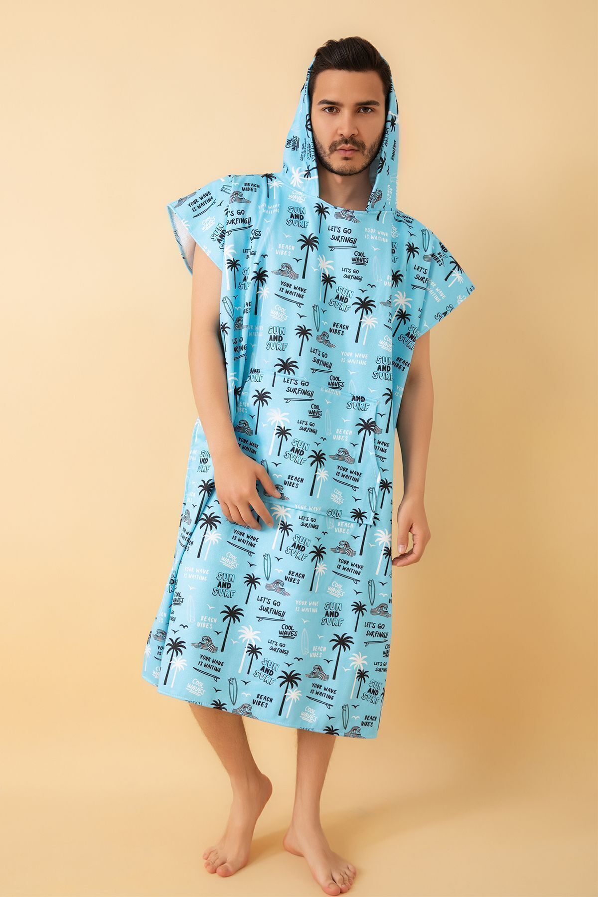 VEVİEN HOME-Beach Vibes Pattern - Κοστούμι για ενήλικες με κουκούλα για σερφ στην παραλία 4