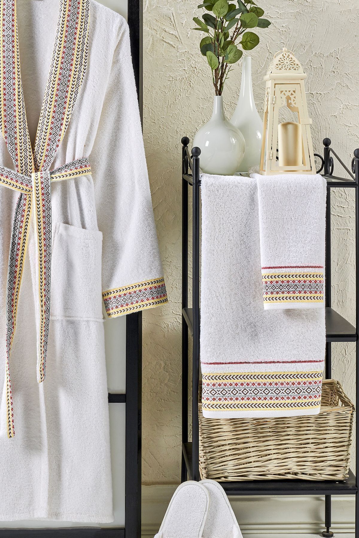 VEVİEN HOME-Ansaaj Jacquard Σετ Μπουρνούζι 4 τεμαχίων Κρέμα 2