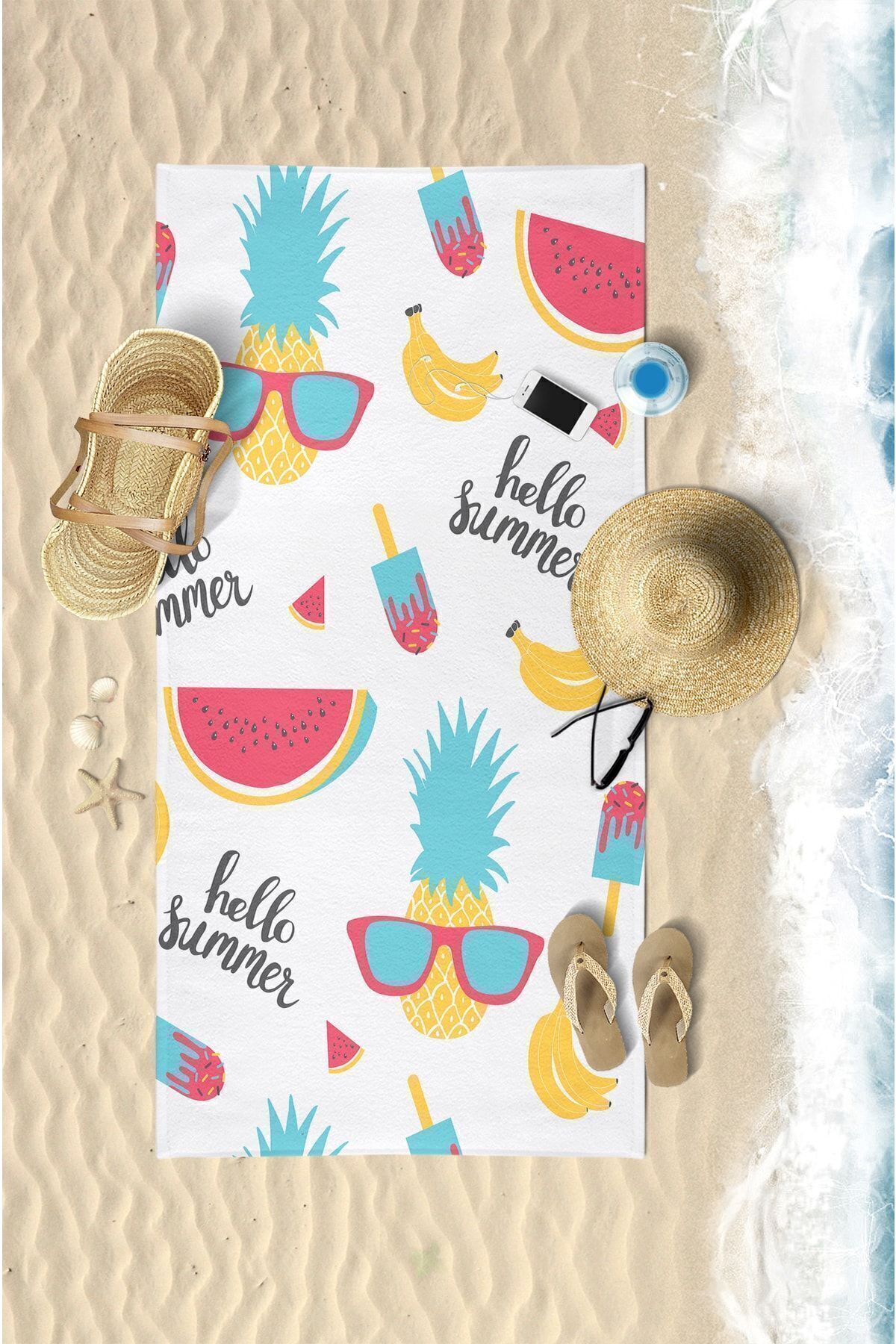 Summer Fruity Digital Printed 75x150 Cm Beach Towel