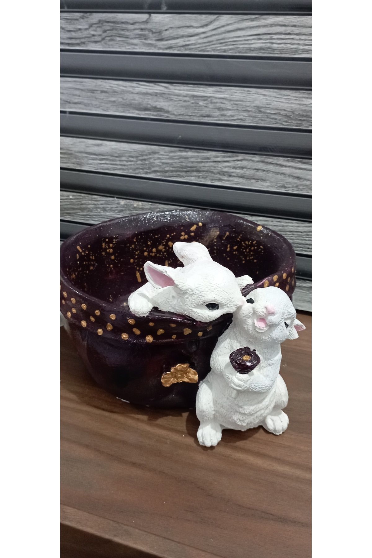 HUNATASARIM-14 cm Double Rabbit Organizer and Basket - Keychain (Diameter: 17 cm) 4