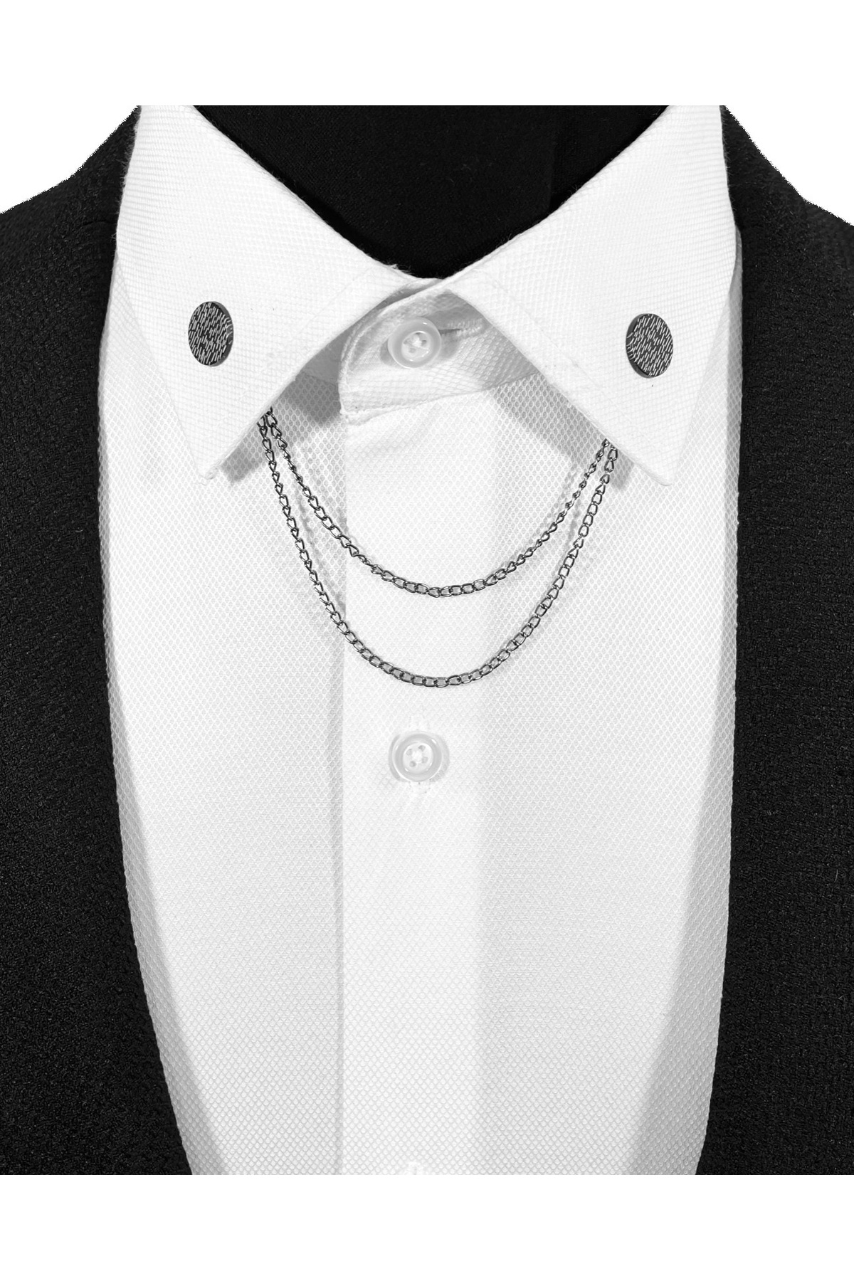  زنجیر یقه برگردان فلزی خالدار مشکی و سفید