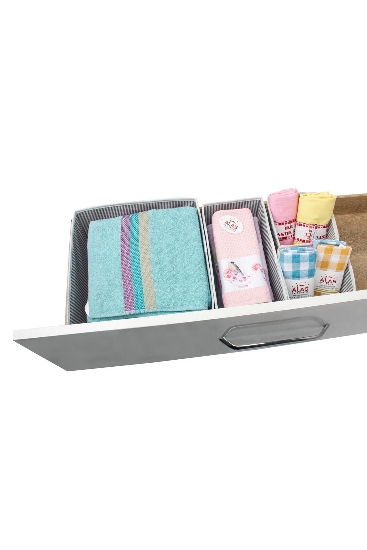 HOMELİFE EV TEKSTİL-2 Pieces of 4 Multi-Purpose In-Cabinet and Drawer Organizer Box Set 6