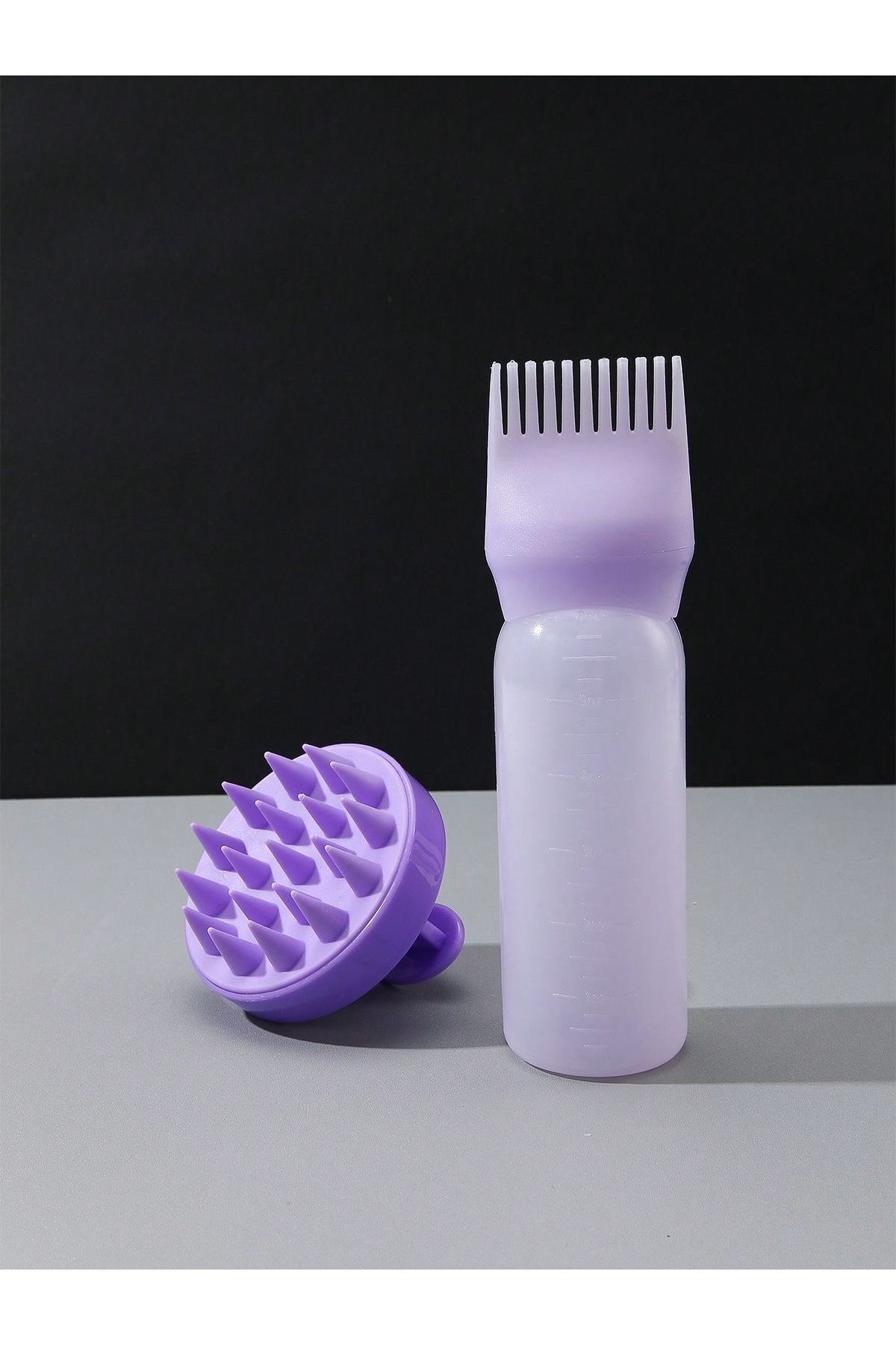 RAVENNA SAÇ BAKIM YAĞI APLİKATÖRÜ 6 OZ. PLASTİK ŞİŞE MOR +MOR MASAJ TARAGI 2 Lİ SAÇ BAKIM PAKETİ