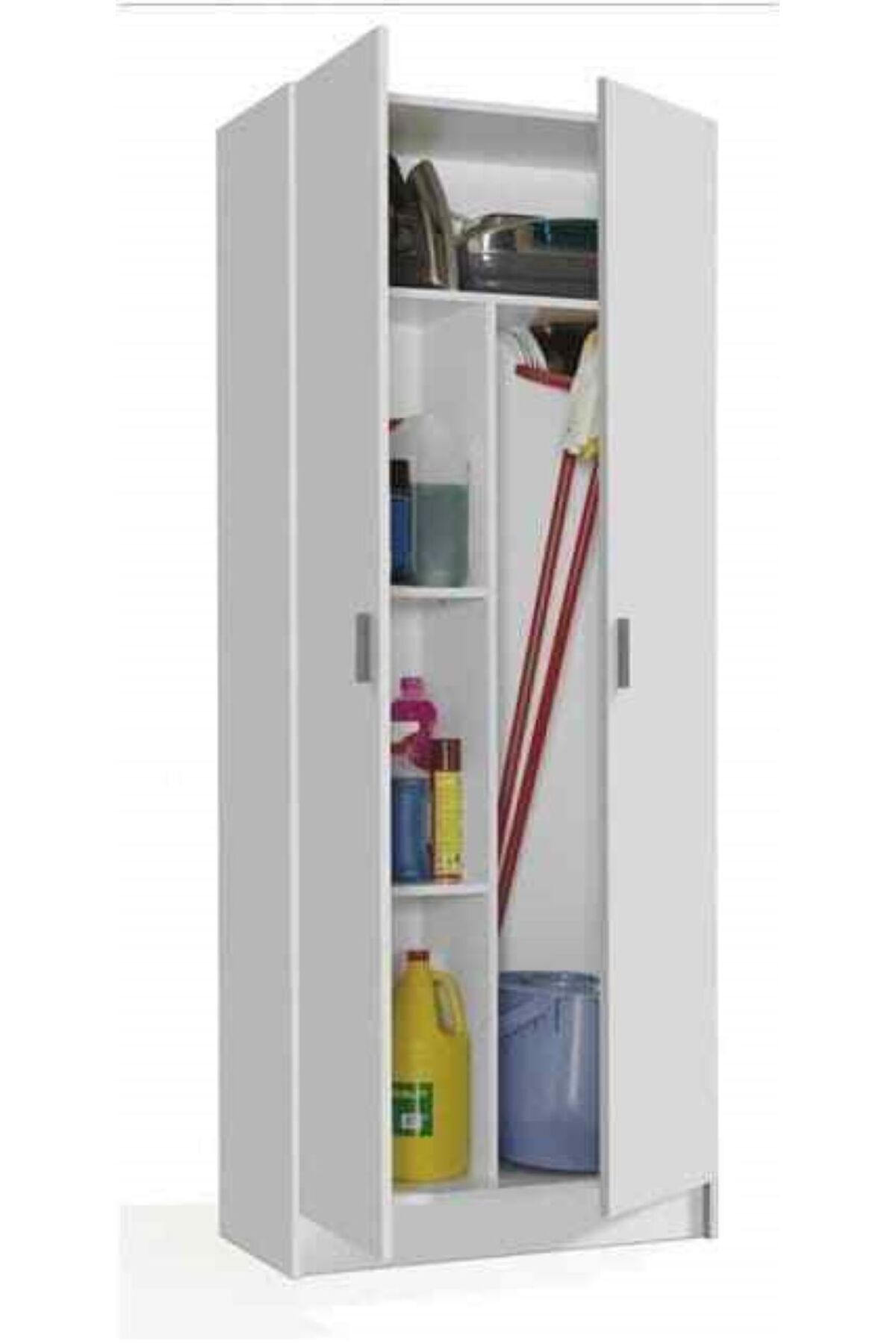 Belinay Paspas,Süpürge-Temizlik Malzeme Dolabı- Çok Amaçlı Dolap Paspas-Vileda Banyo Dolabı Beyaz