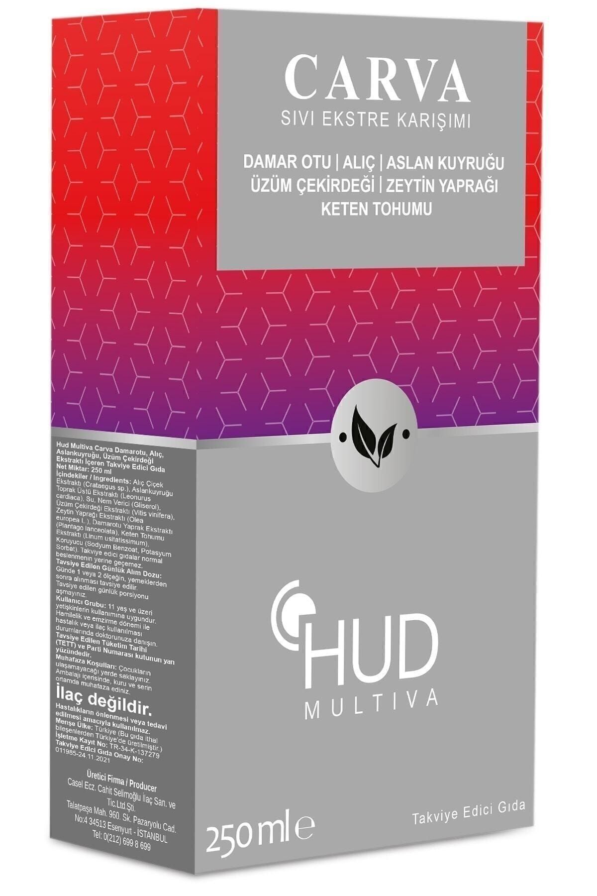 Hud-MultivaCarva- 250mlFood, Hawthorn, Grape Seed, Vein Herb and Flax Seed Supplement 2