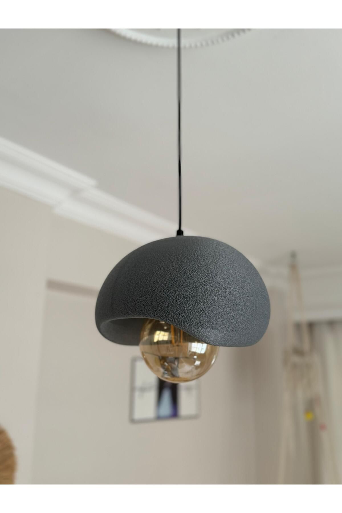 Limon 3D Desing-E27 Rustic Bohemian Concrete Look Chandelier - Single Pendant Lamp 2