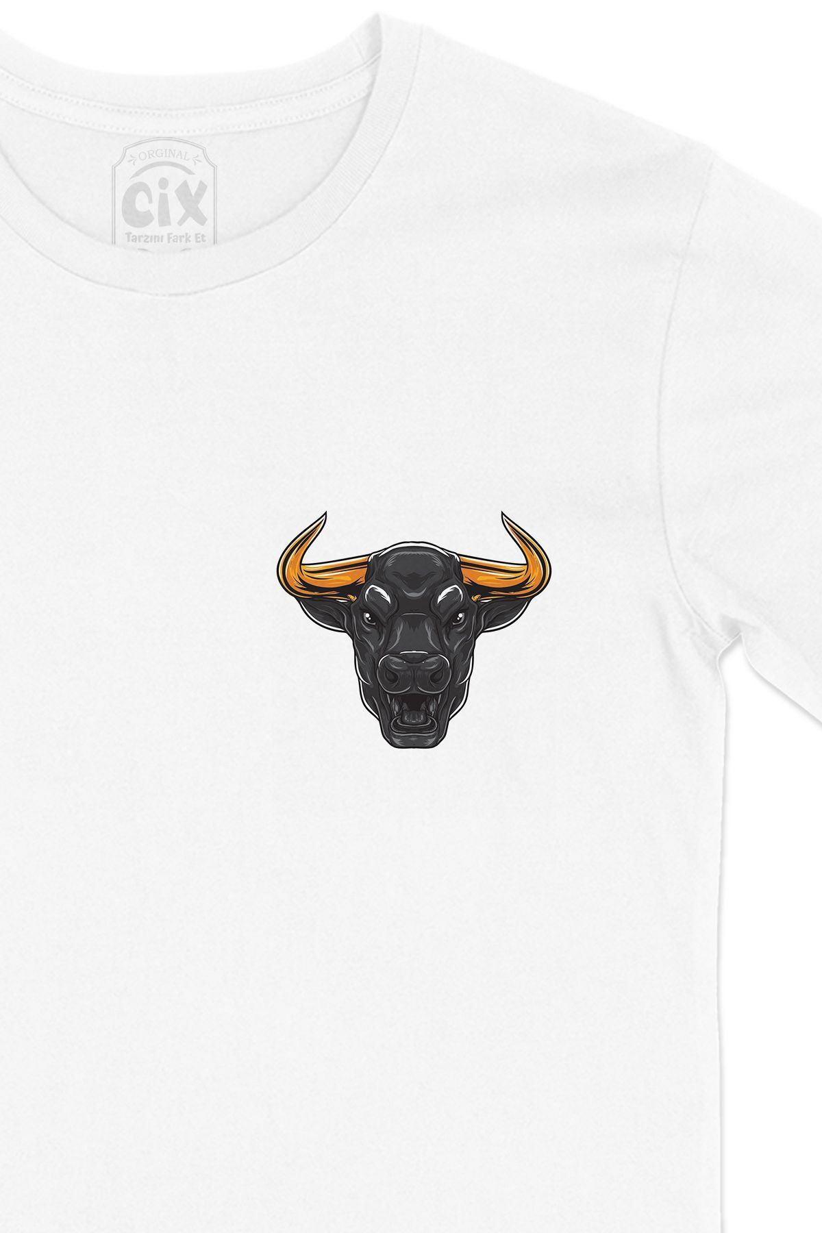 Cix-White Angry T-Shirt with Bull Pocket Logo Detail 2