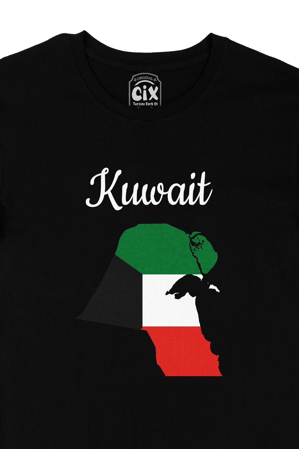 Cix-Black T-Shirt with Kuwait Map and Flag 2