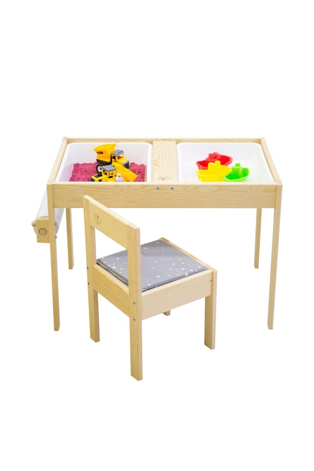 میز حسی چوبی تابستانی با سطح قابل پاک شدن و یک صندلی