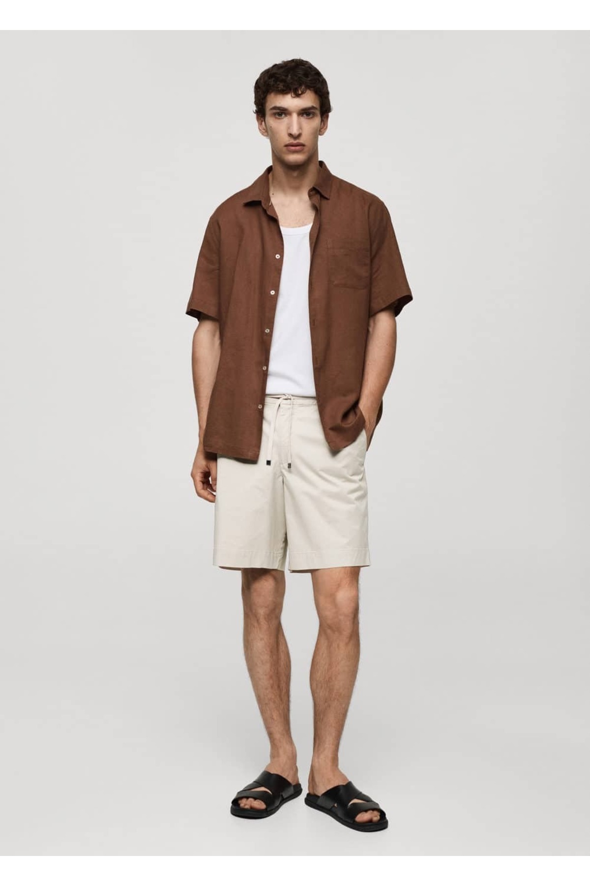 شلوار مردانه بژ منگوMANGO Man | 67046725 اورجینال - تصویر 2