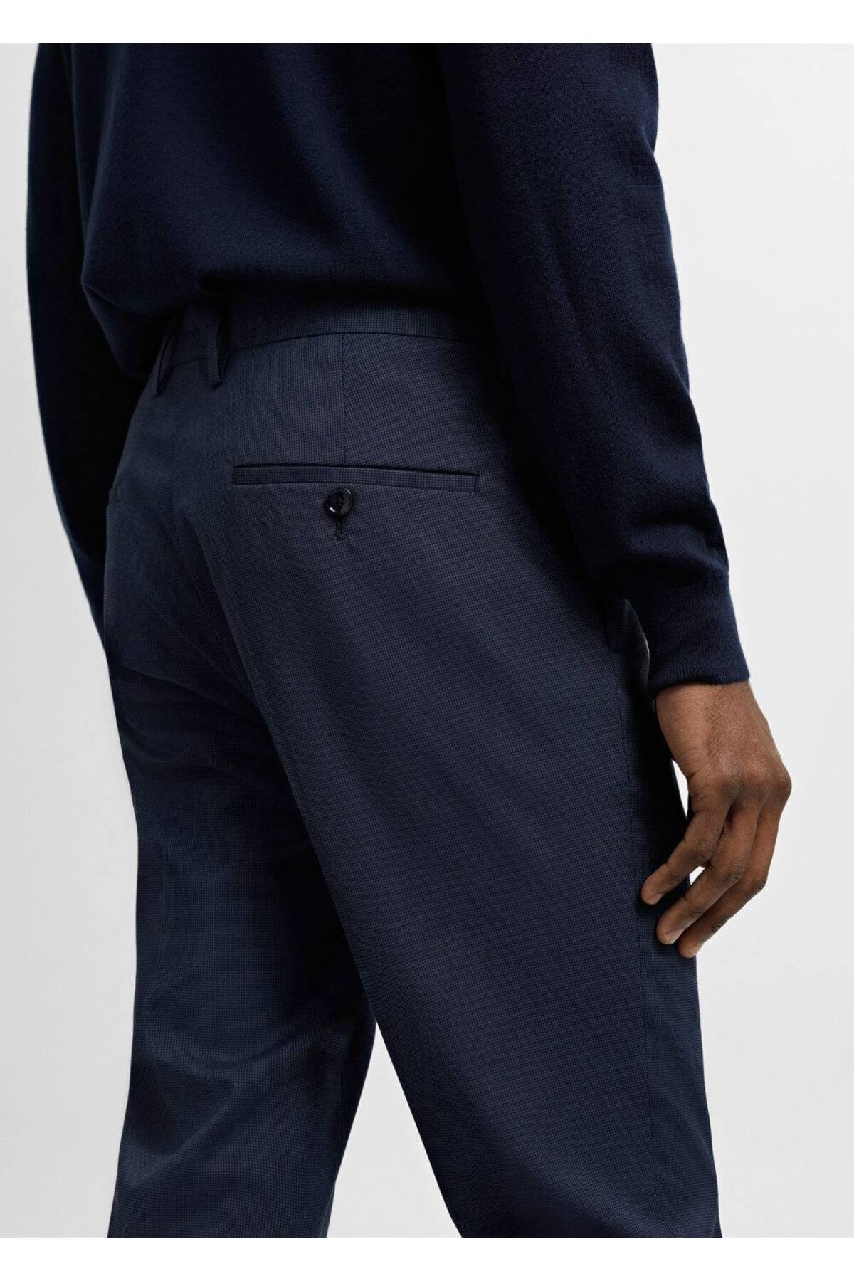 شلوار مردانه آبی منگوMANGO Man | 67000643 اورجینال - تصویر 8