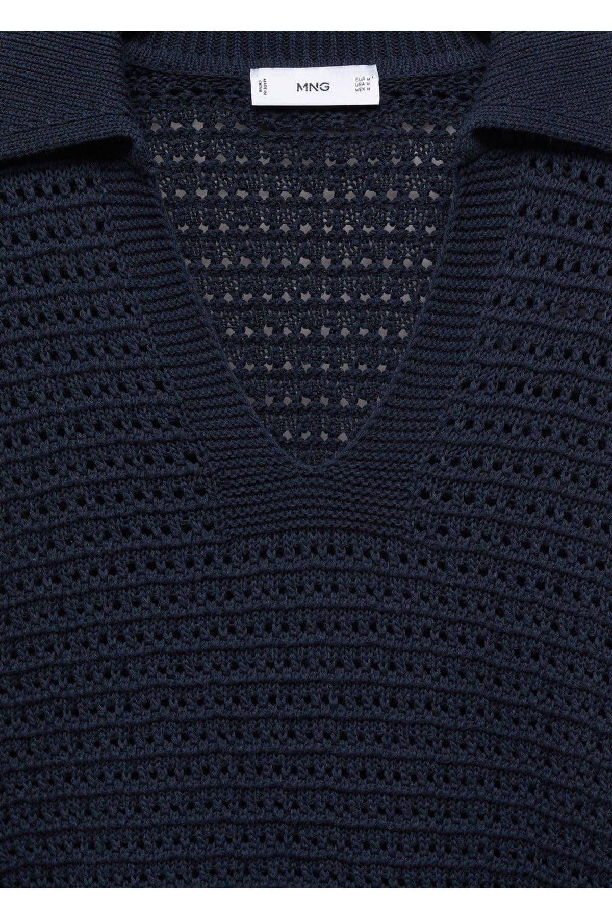 بافت و پلیور مردانه آبی سرمه ای منگوMANGO Man | 67086726 اورجینال - تصویر 8