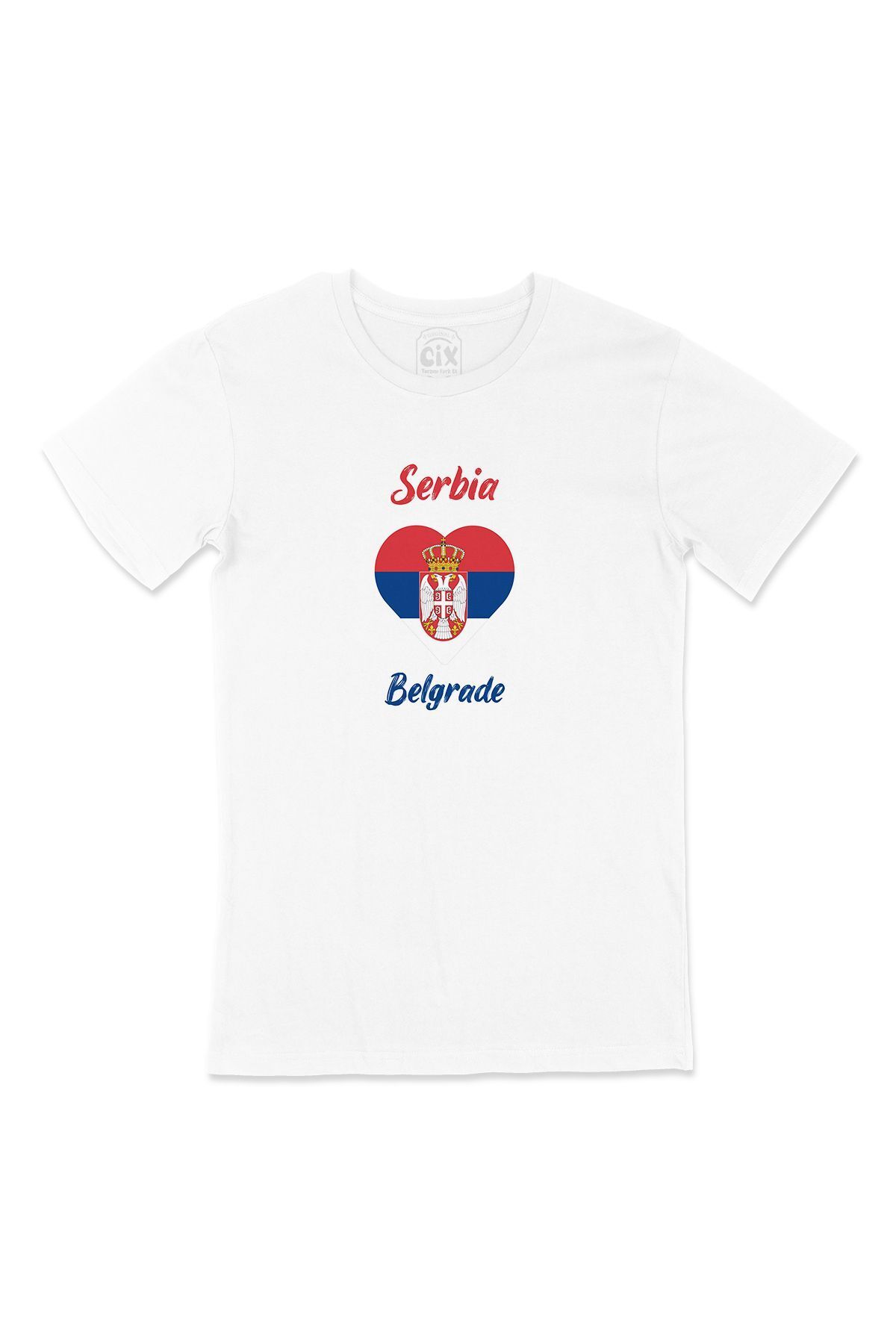 Cix-Belgrade Serbia Flag Heart T-Shirt 1